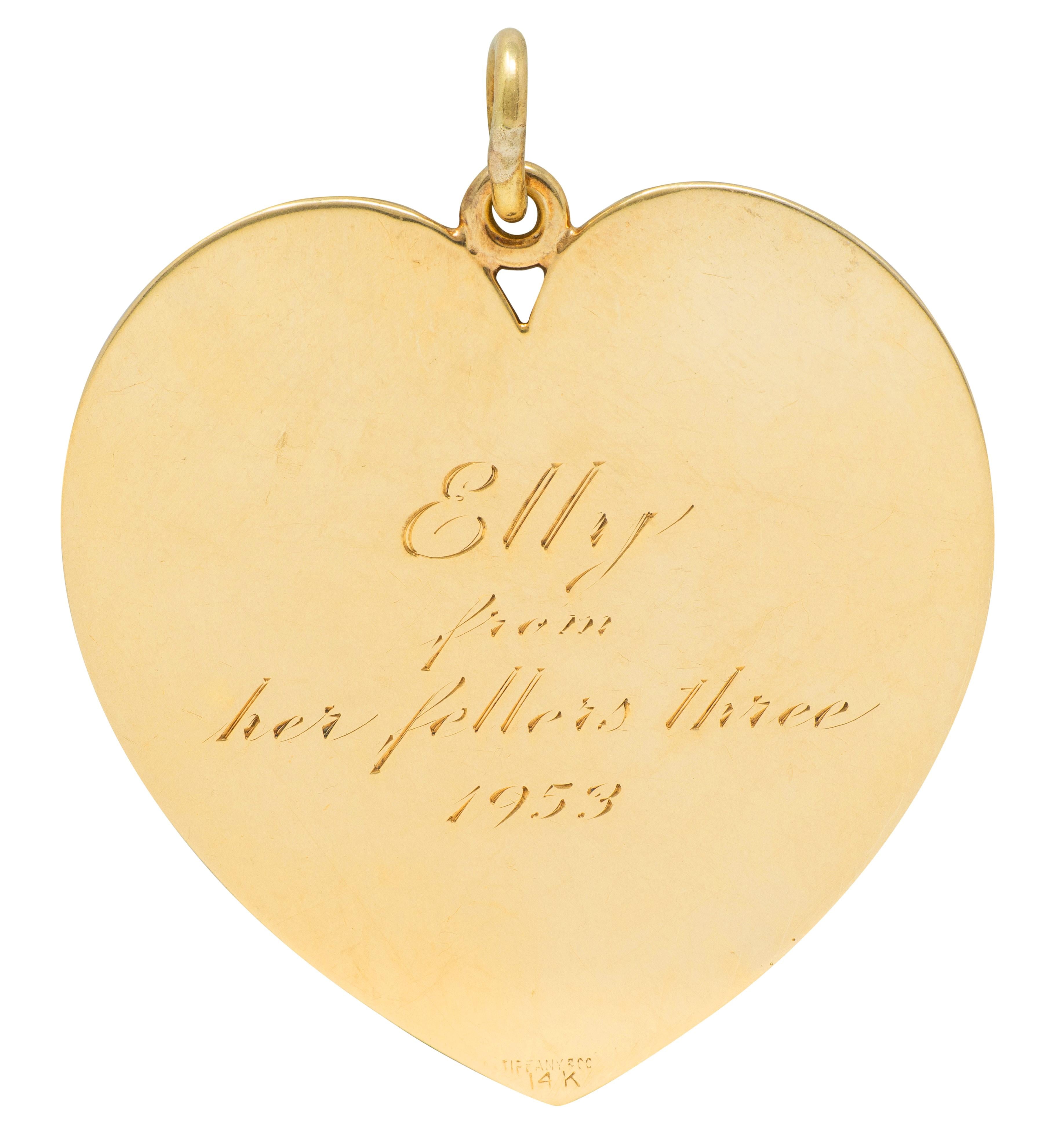 Tiffany & Co. 1953 14 Karat Yellow Gold Vintage Heart Pendant