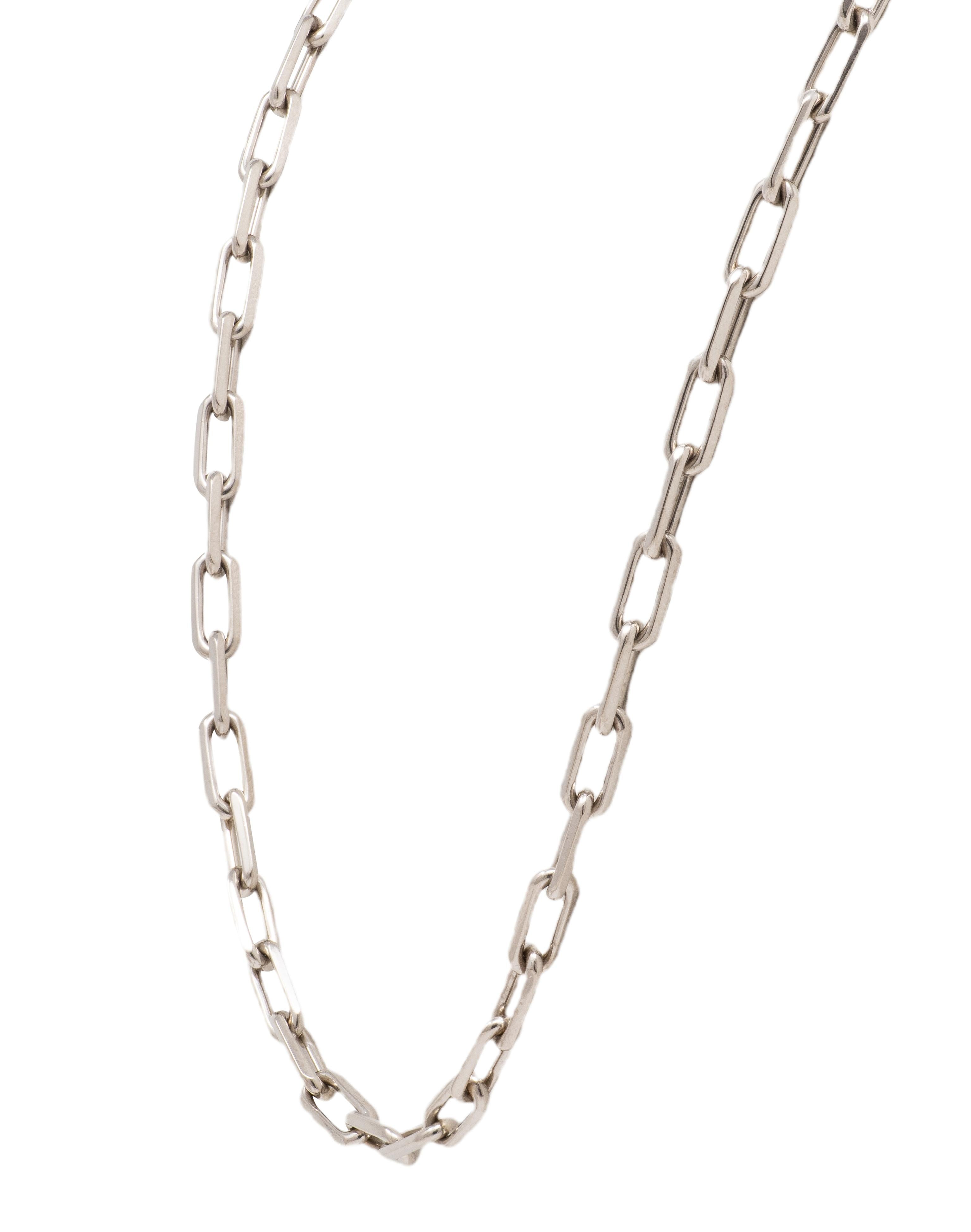 Cartier 2010's 18 Karat White Gold Paperclip Link Unisex Chain Necklace