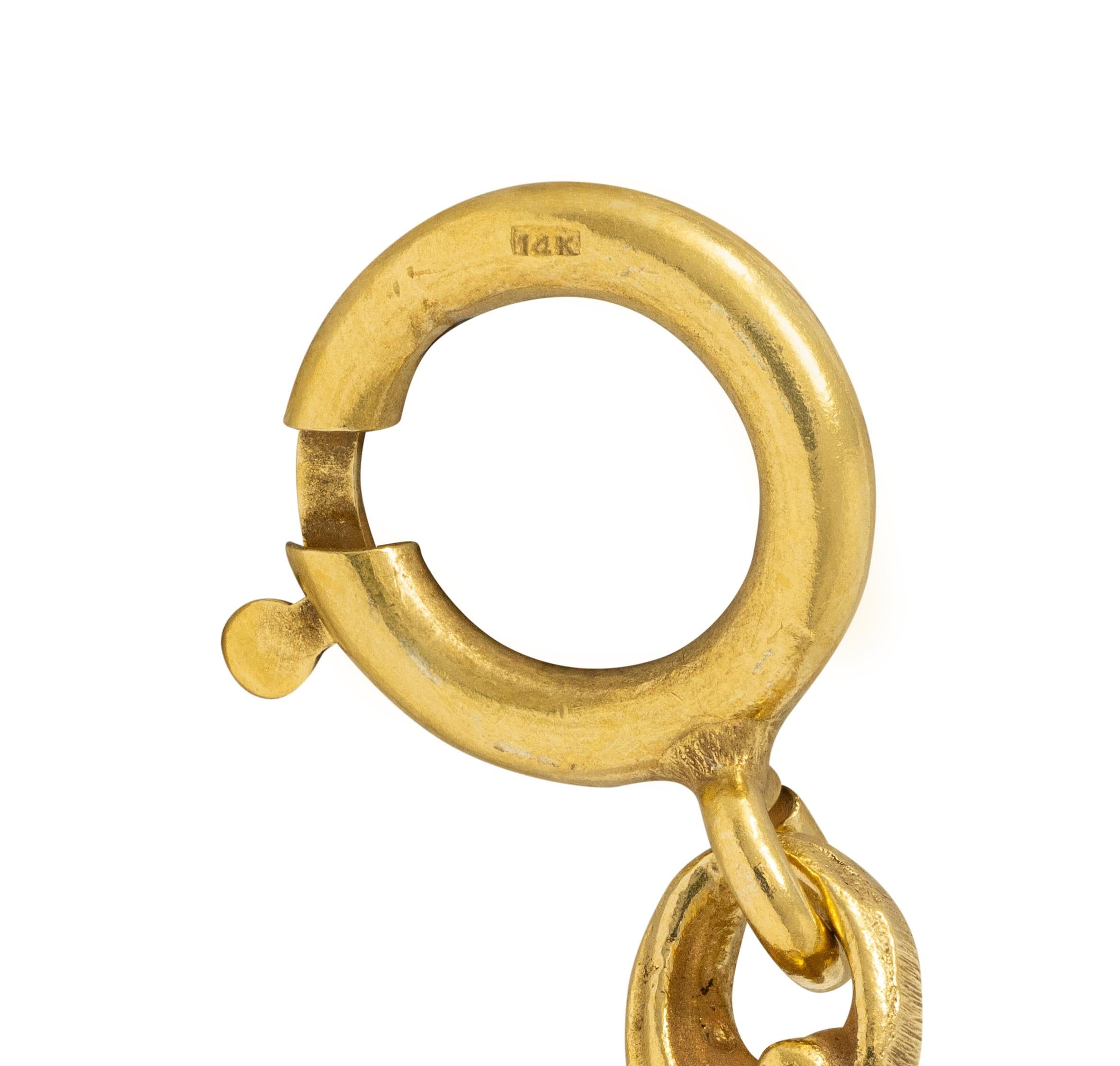 Victorian Lapis Lazuli 14 Karat Yellow Gold Fancy Link Antique Chain Necklace