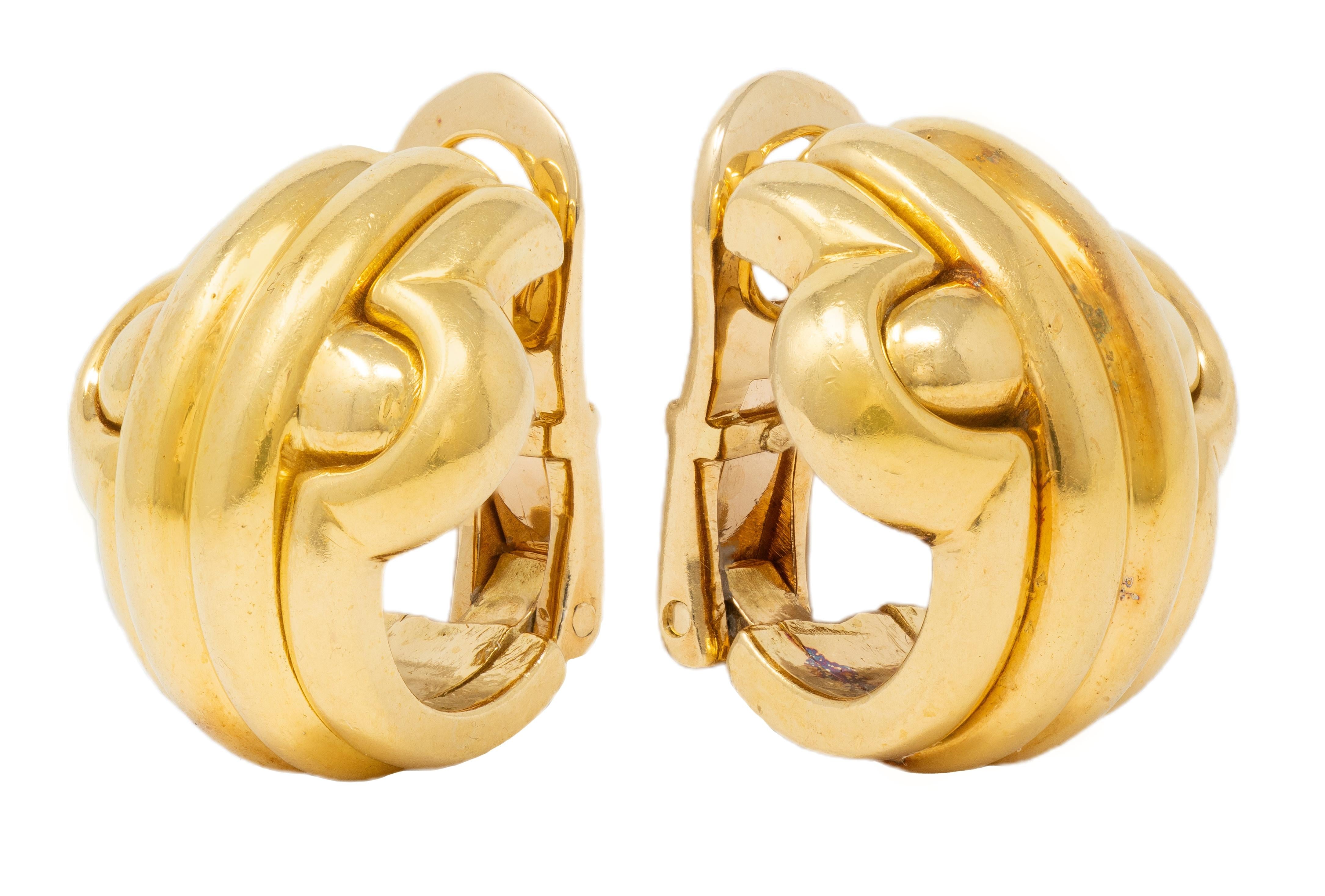 Bulgari 18 Karat Yellow Gold Vintage Parentesi J-Hoop Ear-Clip Earrings