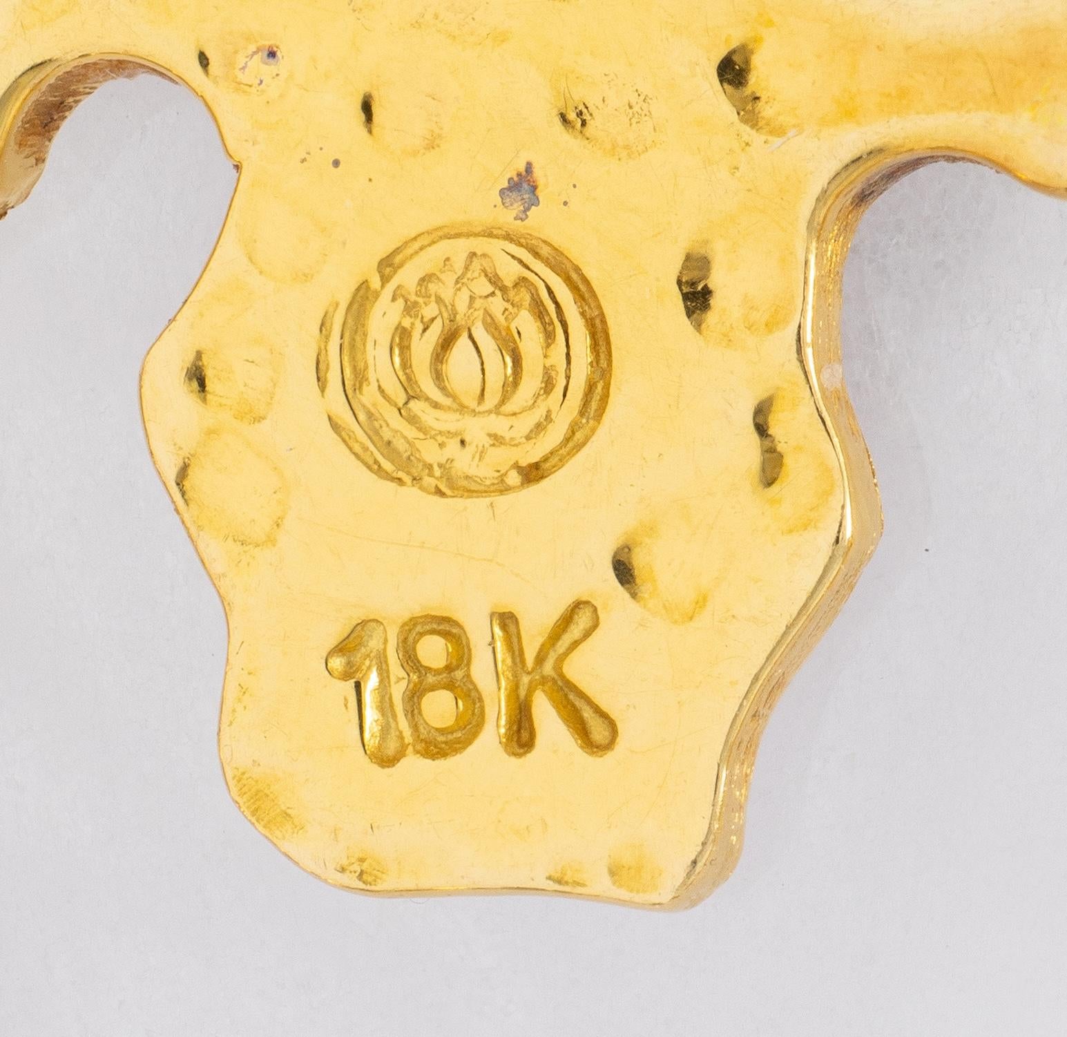 Contemporary White Jade Diamond Coral 18 Karat Gold Drop Earrings