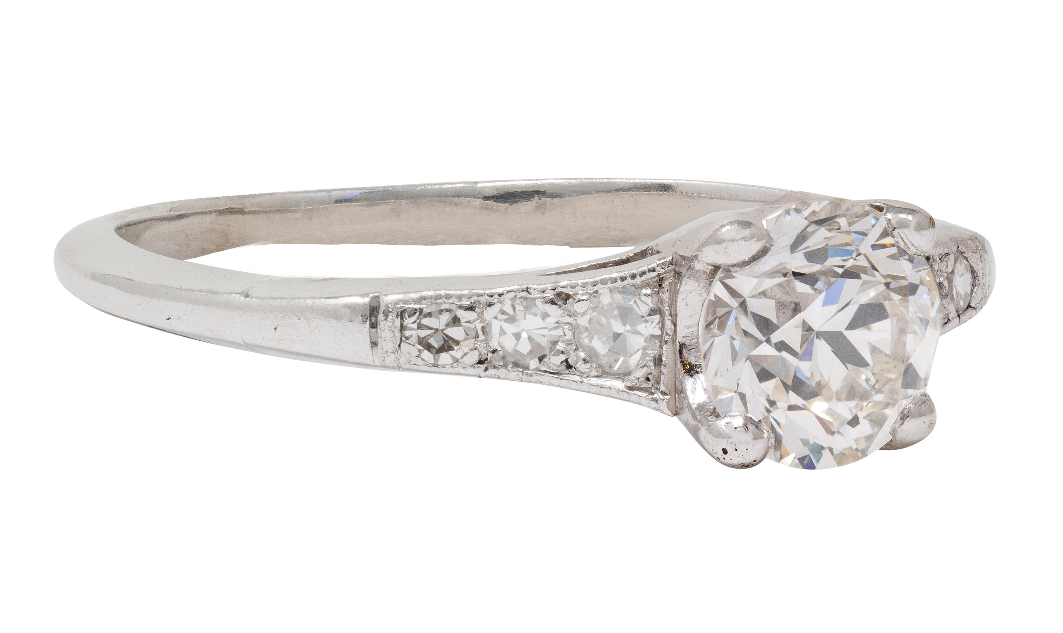 Mid-Century 0.78 CTW Diamond Platinum Vintage Seven Stone Engagement Ring