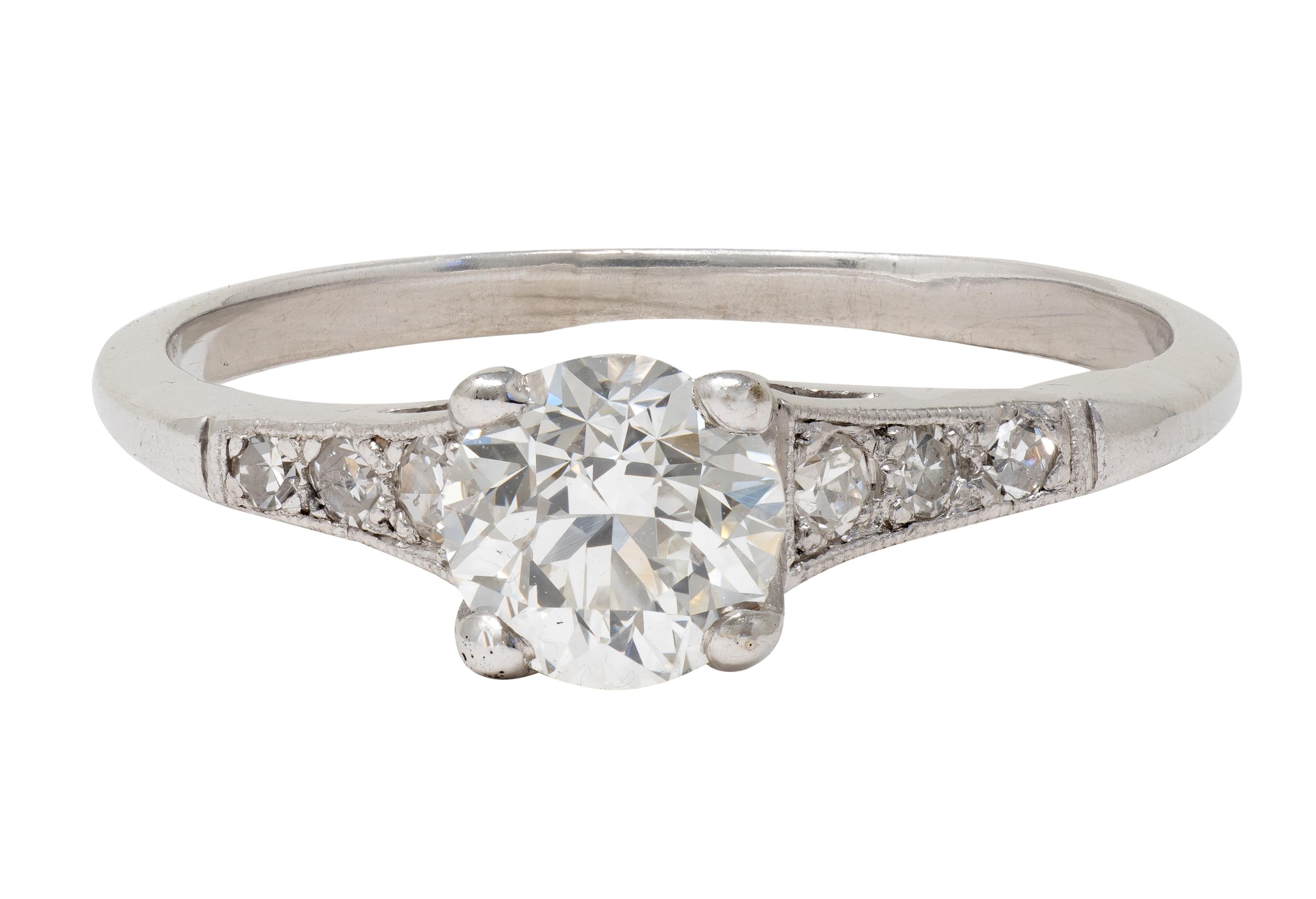 Mid-Century 0.78 CTW Diamond Platinum Vintage Seven Stone Engagement Ring