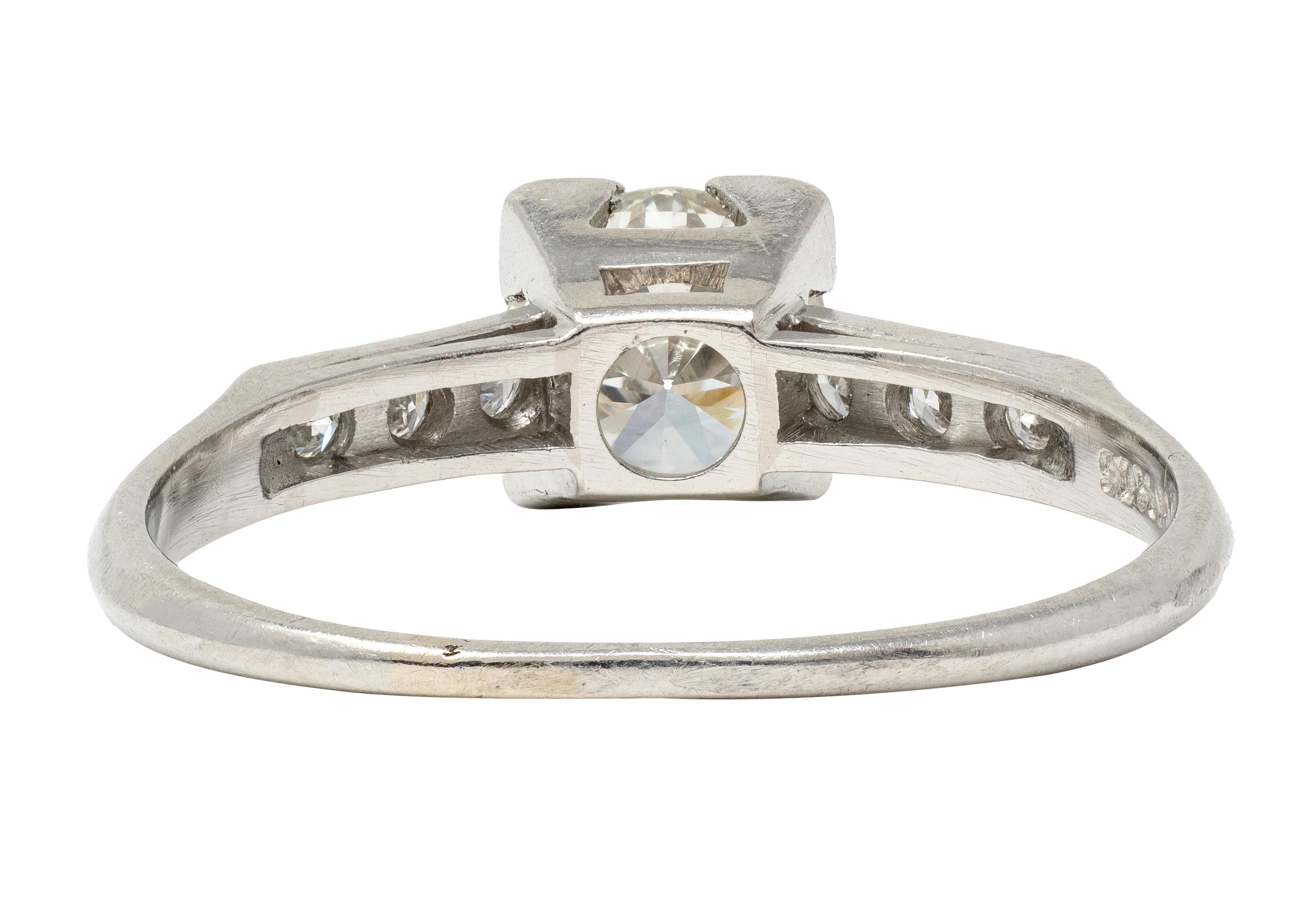 Mid-Century 0.84 CTW Transitional Diamond Platinum Vintage Engagement Ring