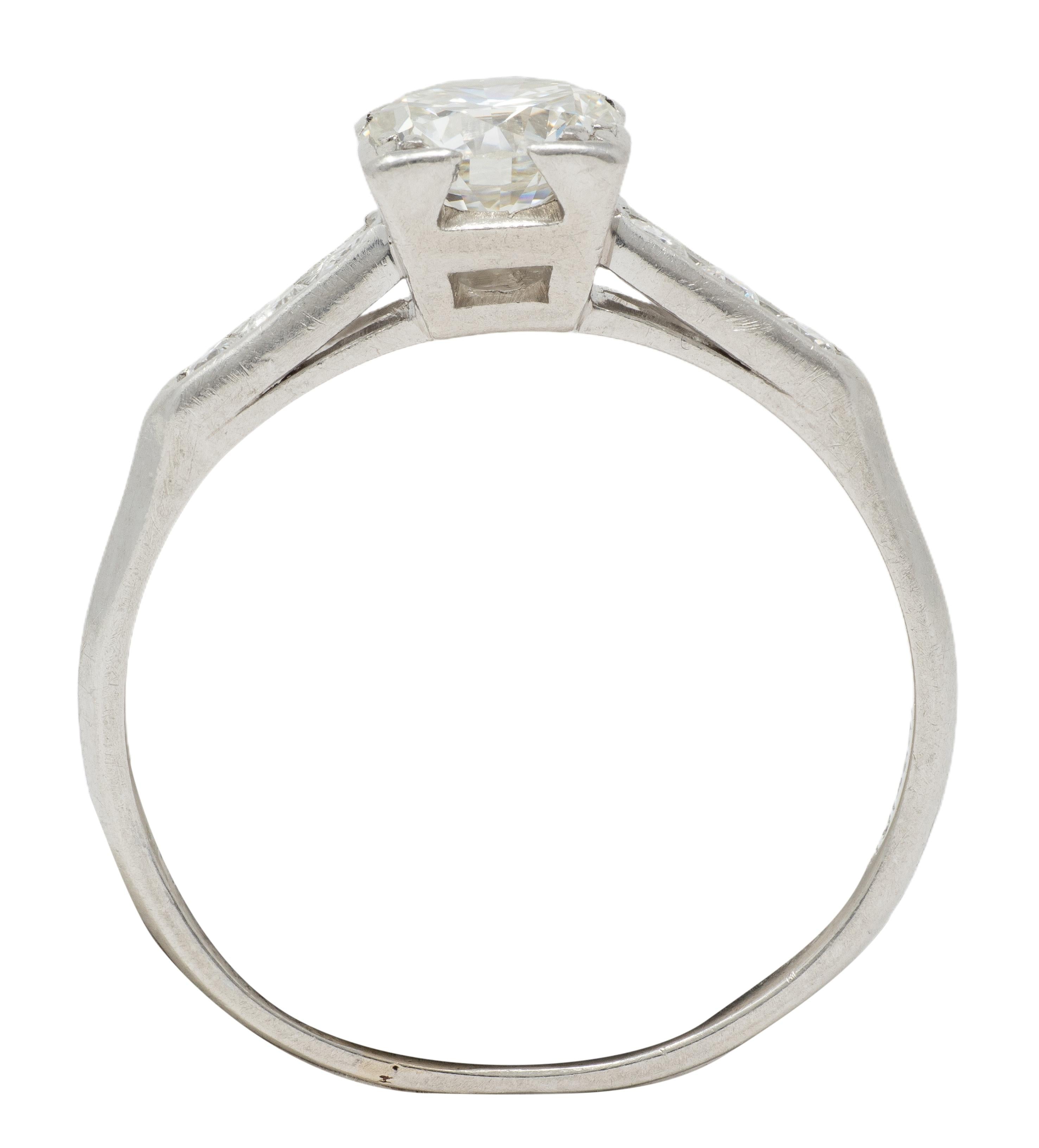 Mid-Century 0.84 CTW Transitional Diamond Platinum Vintage Engagement Ring