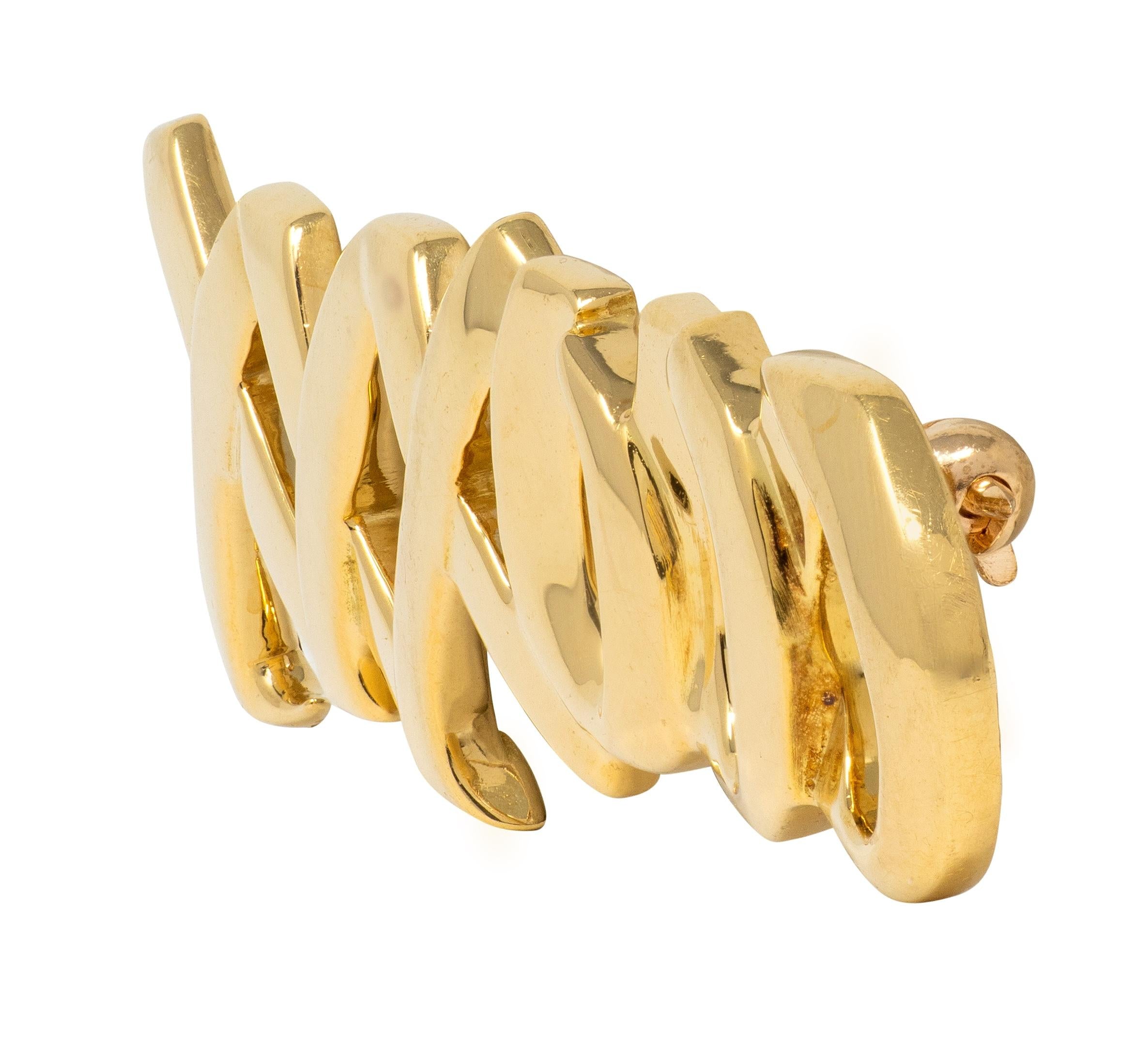 Tiffany & Co. Paloma Picasso 1983 18 Karat Yellow Gold XO Vintage Brooch