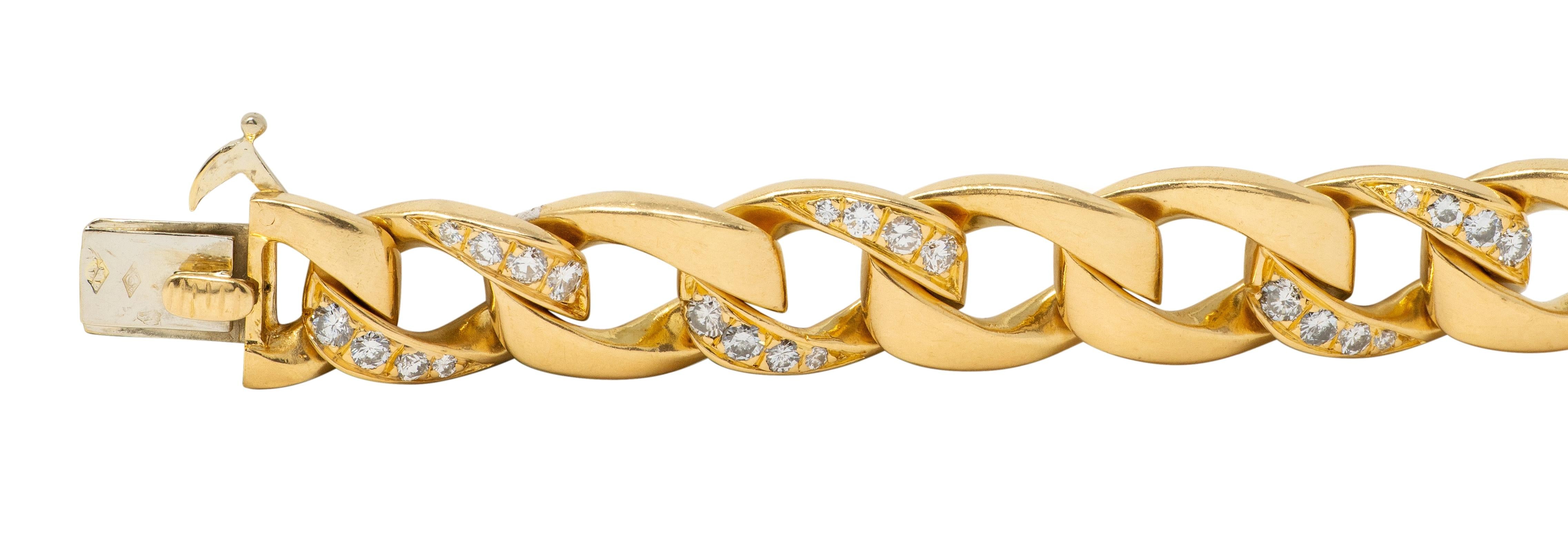 Cartier Paris Georges LEnfant Diamond 18K Gold Vintage Curb Link Unisex Bracelet