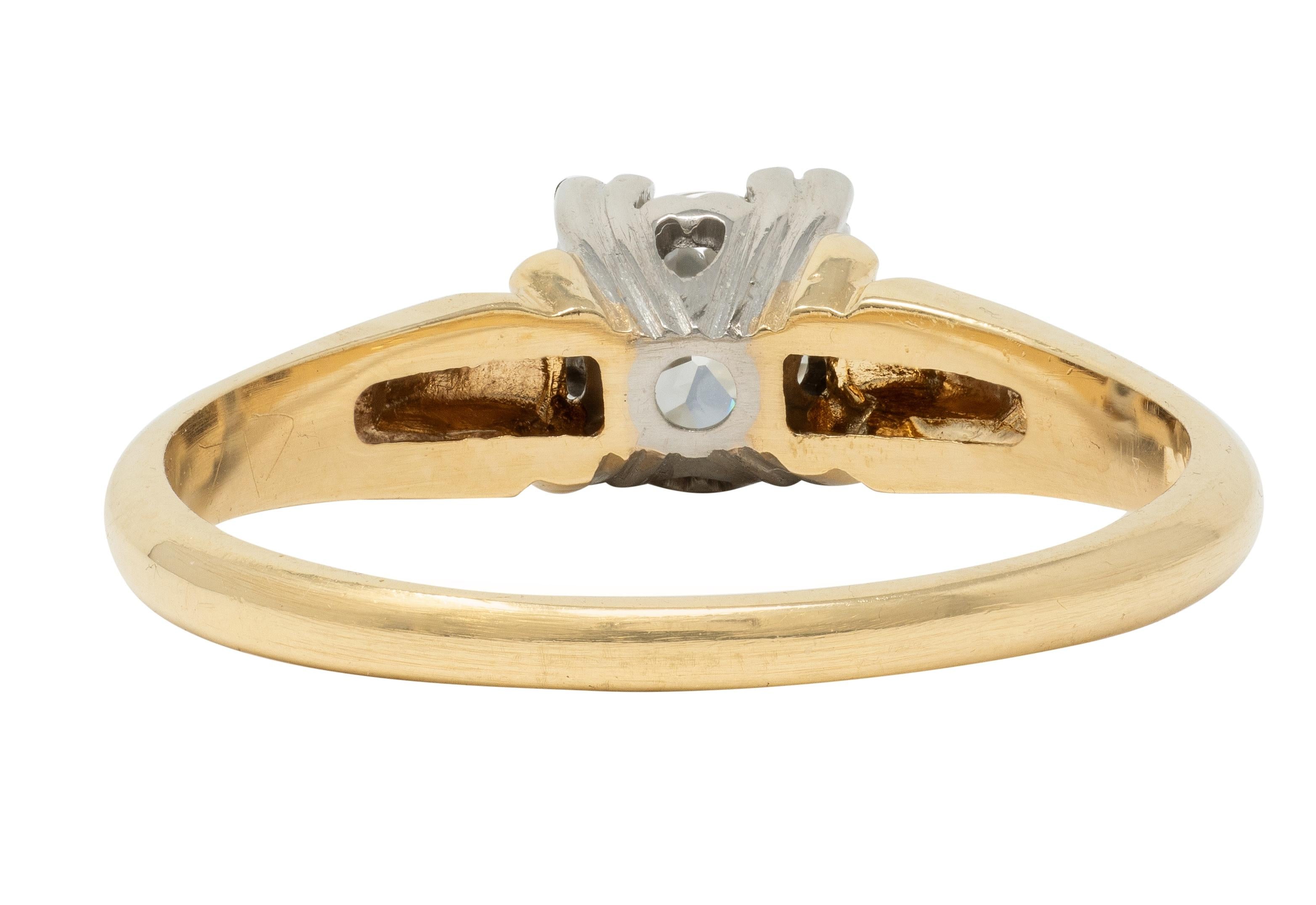 Retro 0.43 CT Diamond 14 Karat Gold Vintage Heart Solitaire Engagement Ring