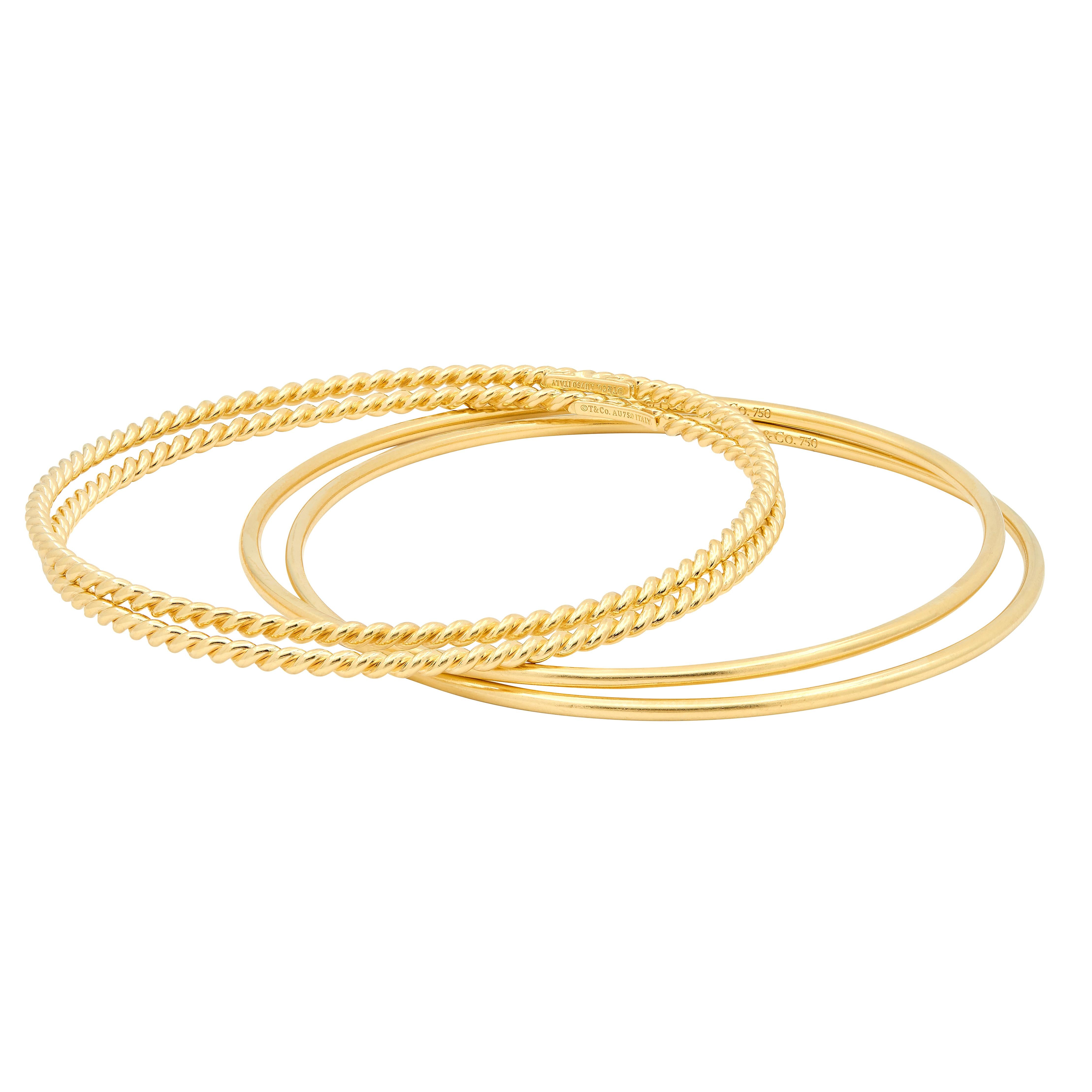 Tiffany & Co. 2000's 18 Karat Yellow Gold Set Of Bangle Bracelets