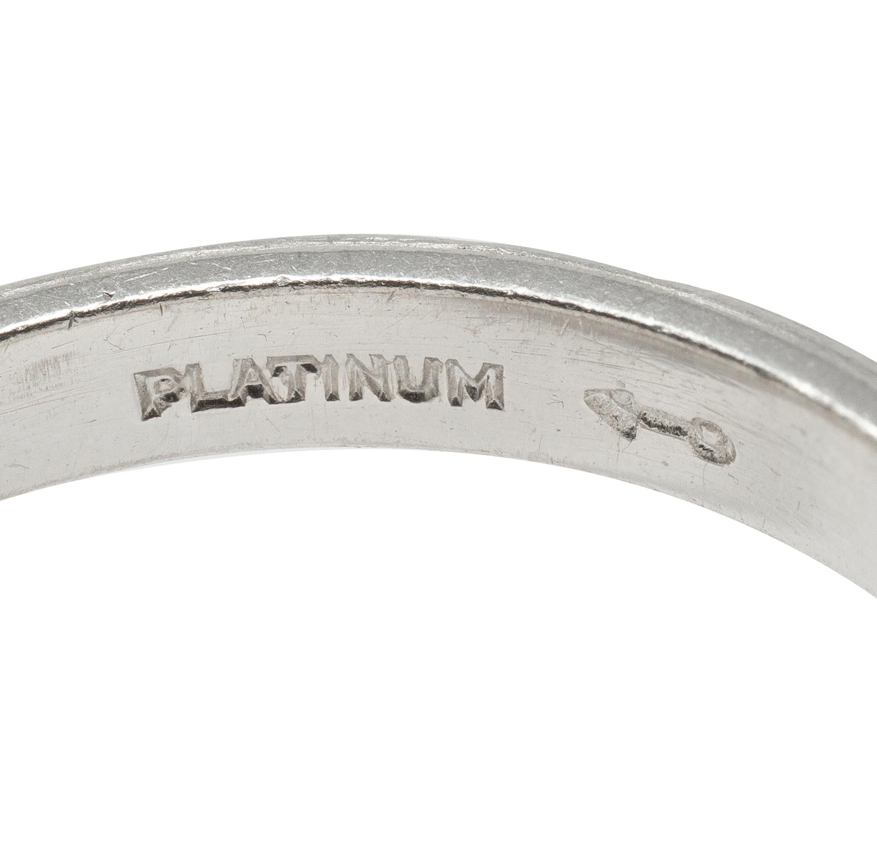 Art Deco Platinum Vintage Orange Blossom Floral Wedding Band Ring