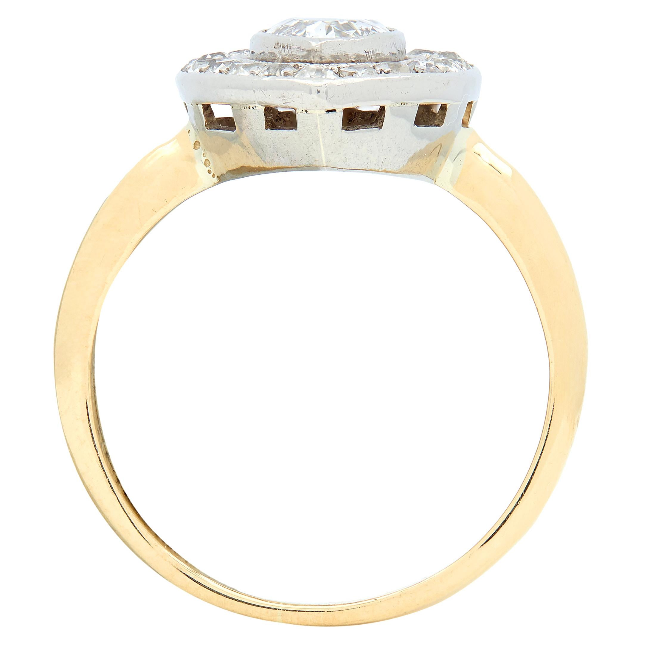 Edwardian 1.27 CTW Pear Cut Diamond Platinum 14K Gold Antique Floating Halo Ring