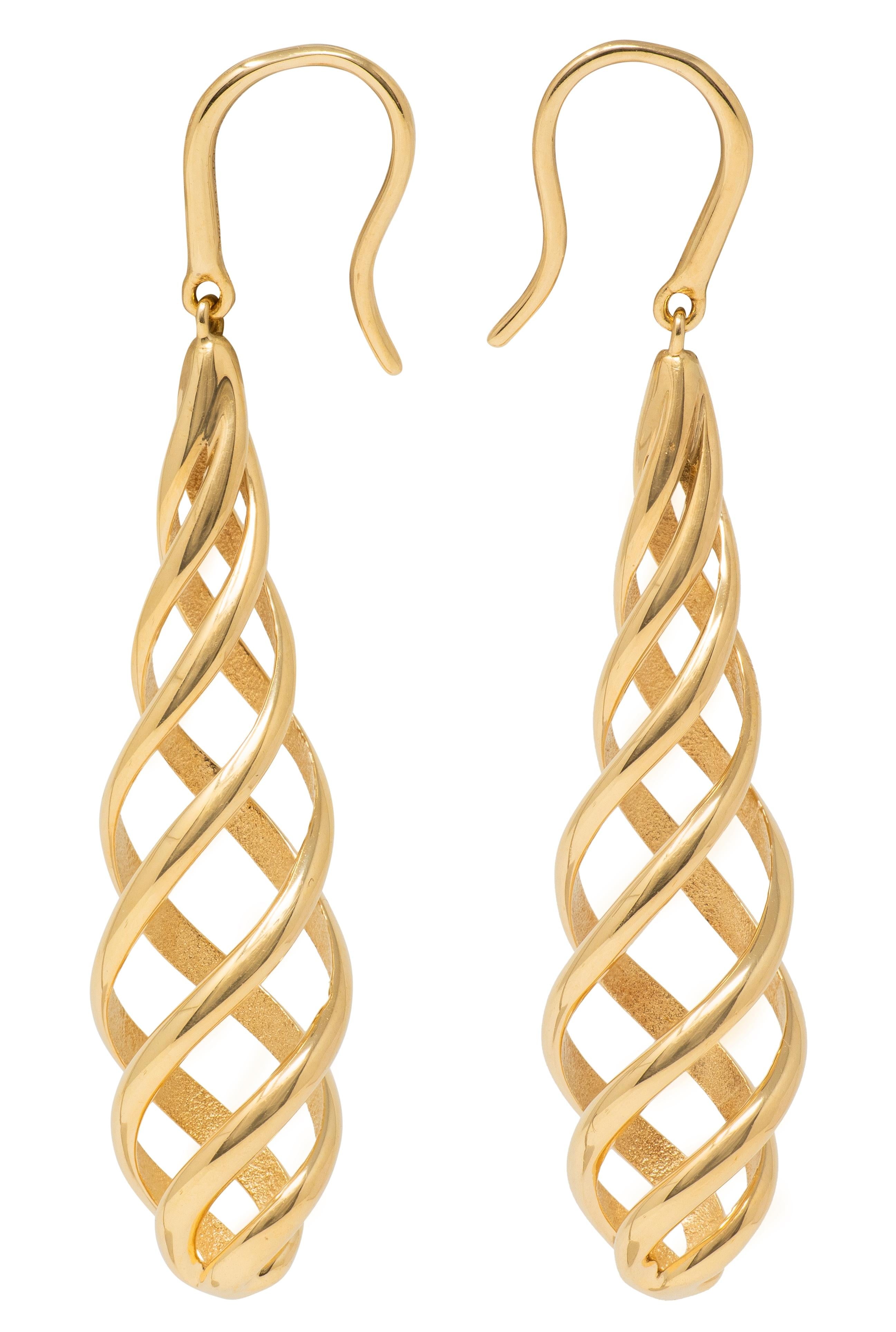 Tiffany & Co. Paloma Picasso 1990's 18 Karat Yellow Gold Spiral Drop Earrings
