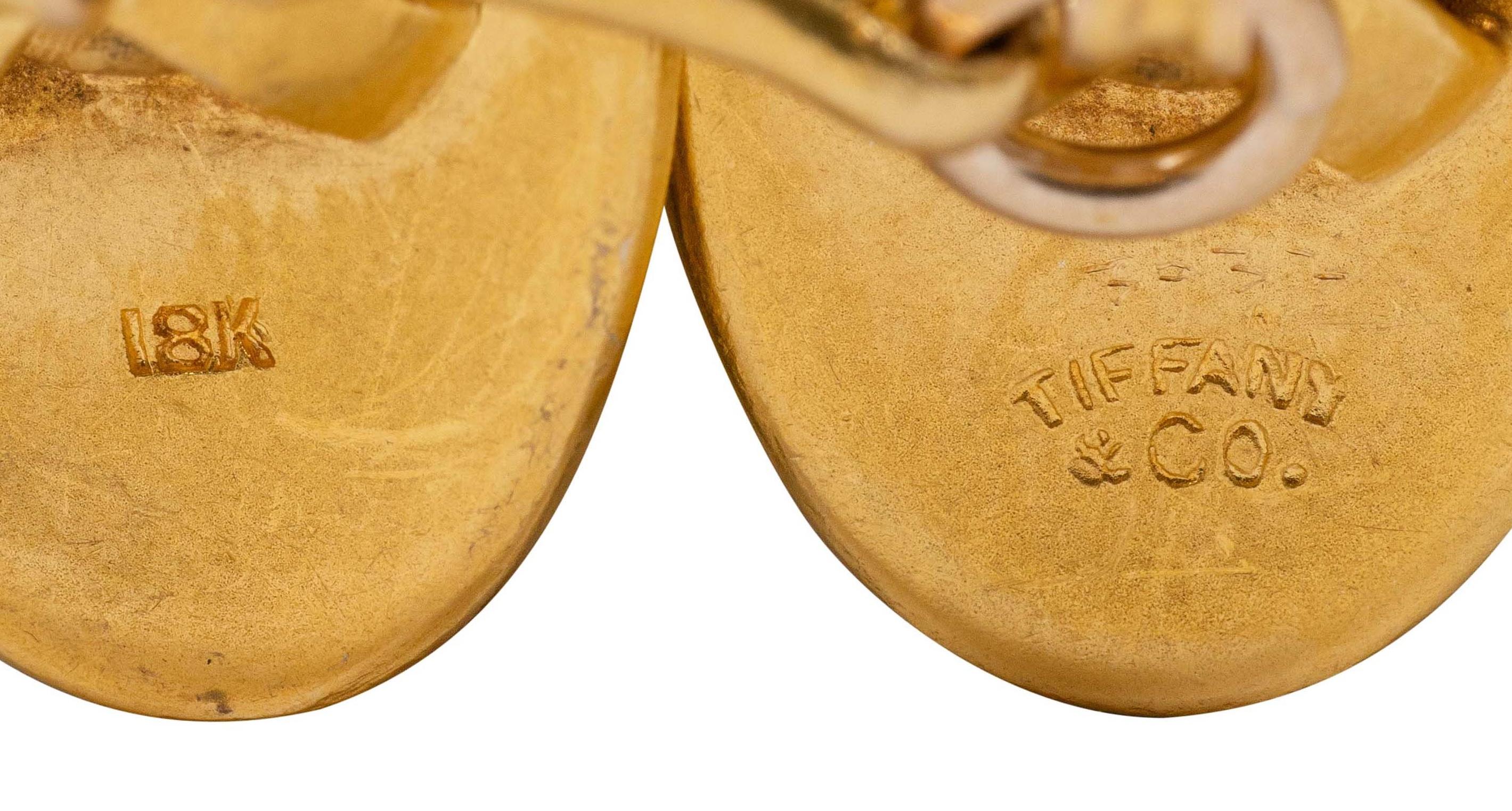 Tiffany & Co. Early Art Deco Sapphire 18K Gold Antique Oval Link Cufflinks