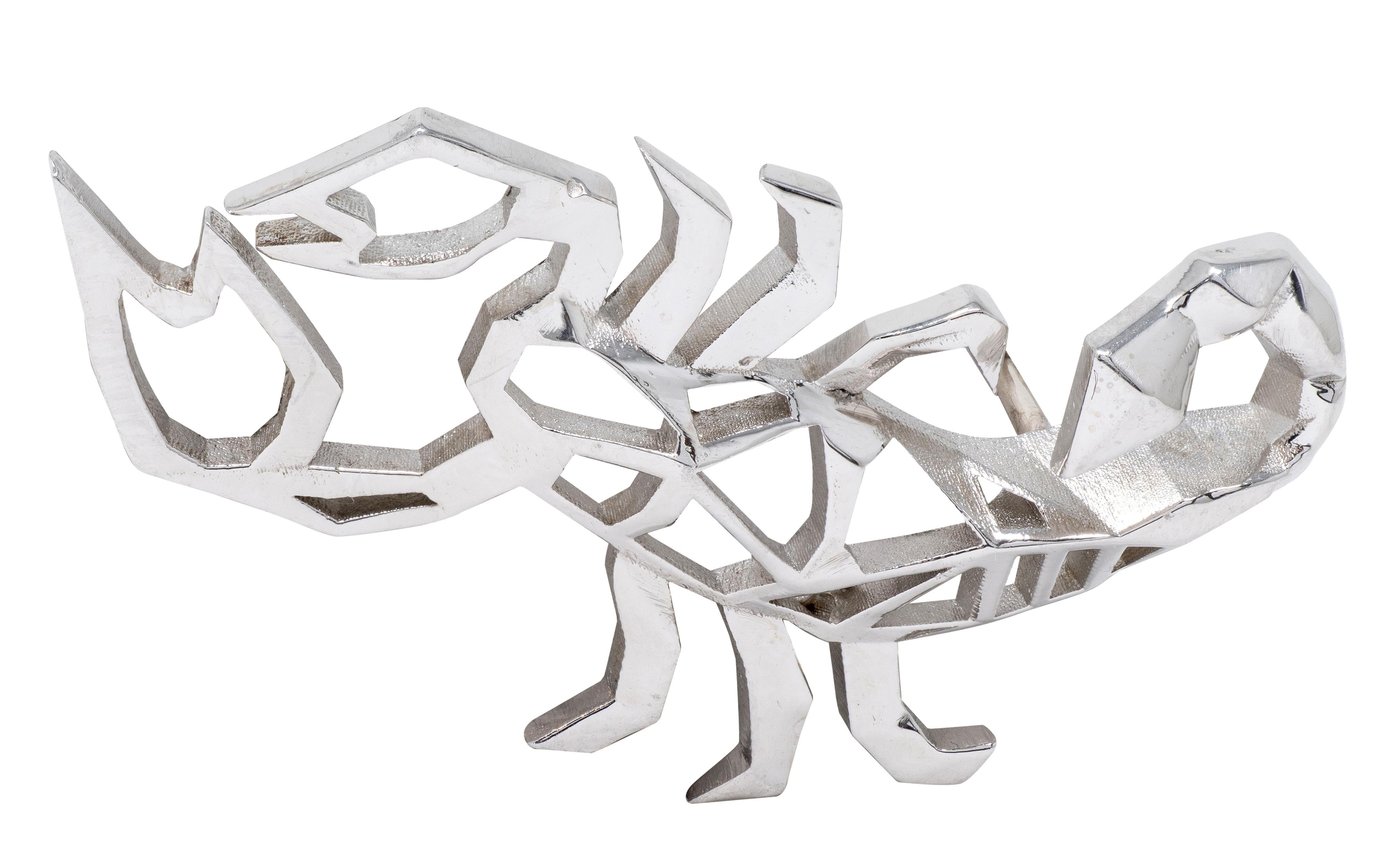 BRASH Platinum Faceted Geometric GEO Scorpion Unisex Scorpio Brooch Pin