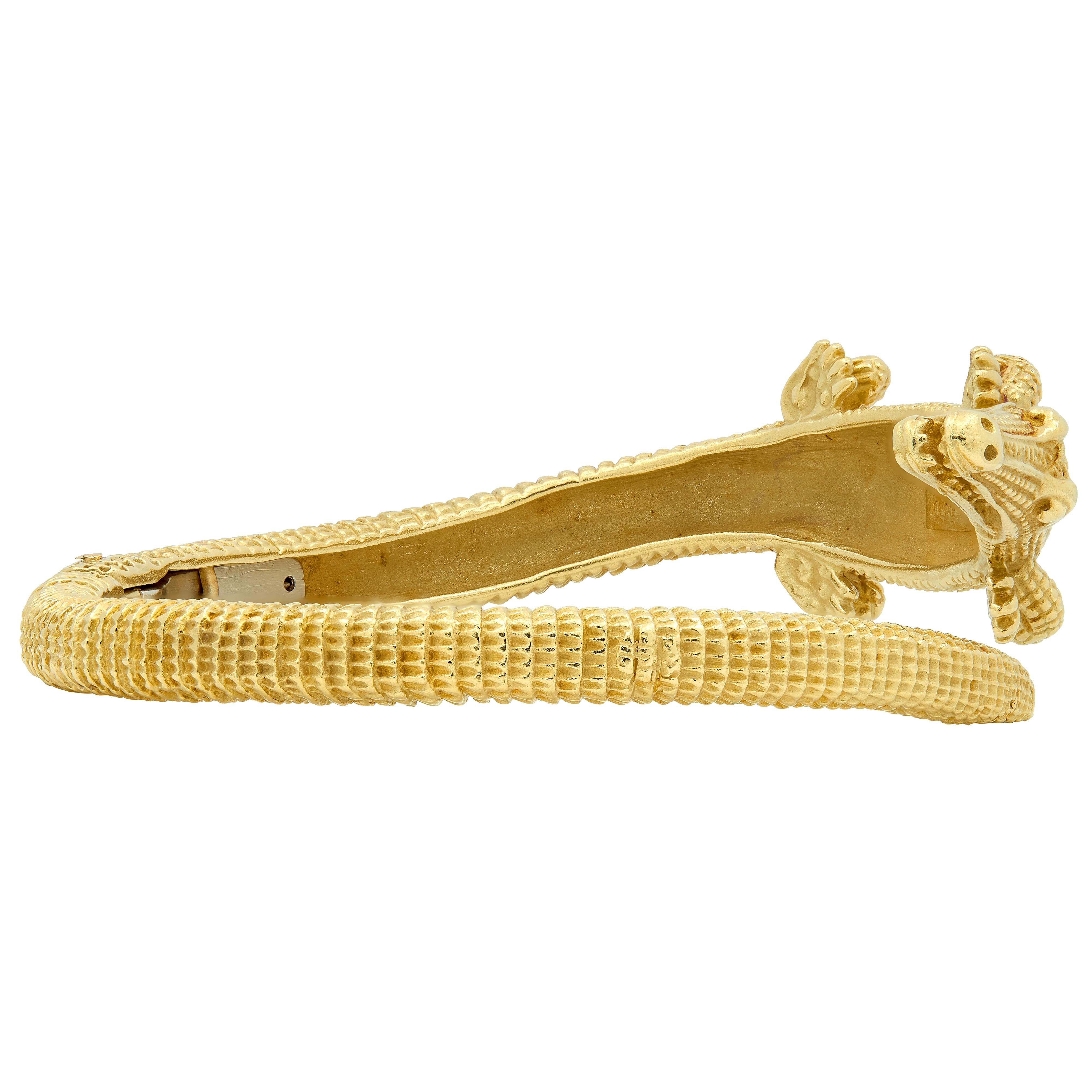 Kieselstein-Cord 2000 18 Karat Yellow Gold Alligator Bypass Cuff Bracelet