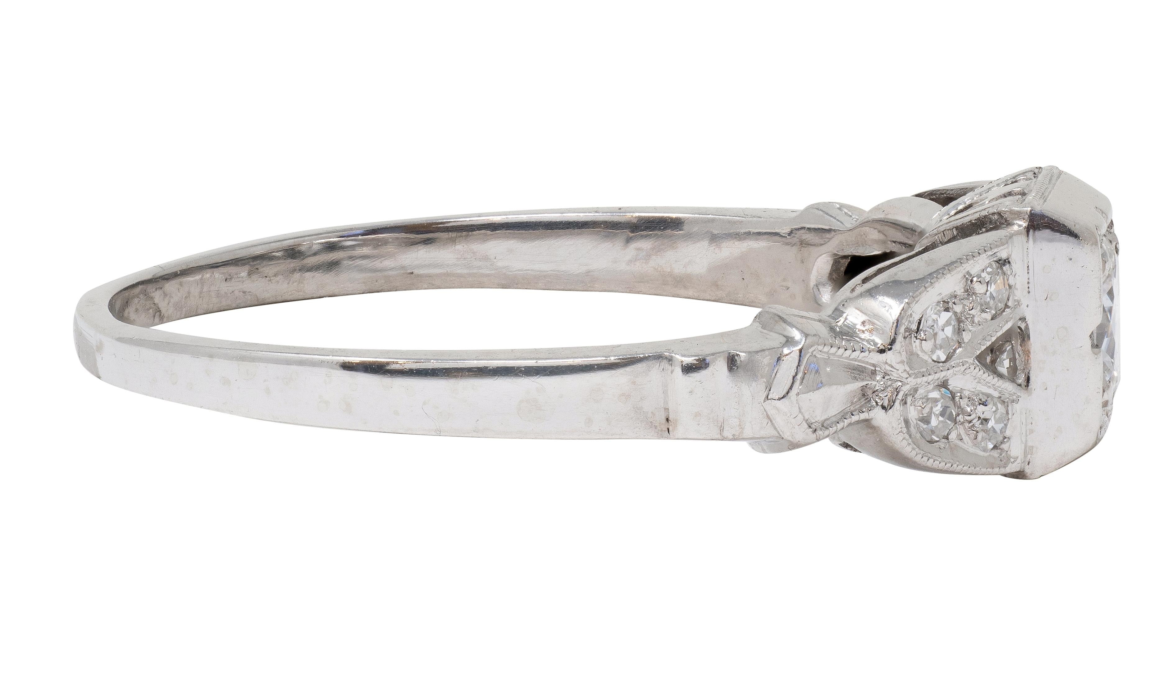 Art Deco Old European Cut Diamond Platinum Geometric Vintage Engagement Ring