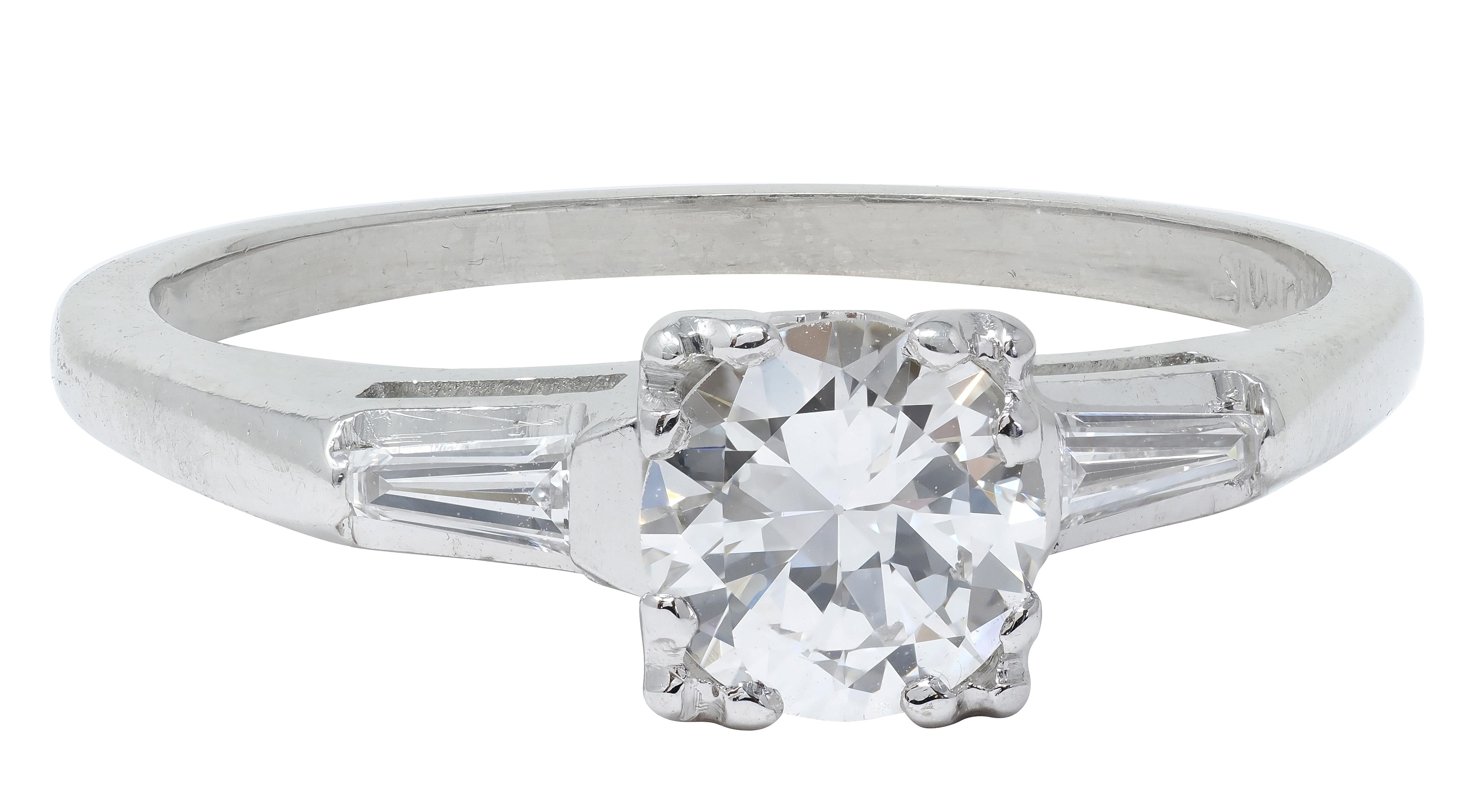 Mid-Century 0.76 CTW Transitional Cut Diamond 14K Gold Vintage Engagement Ring