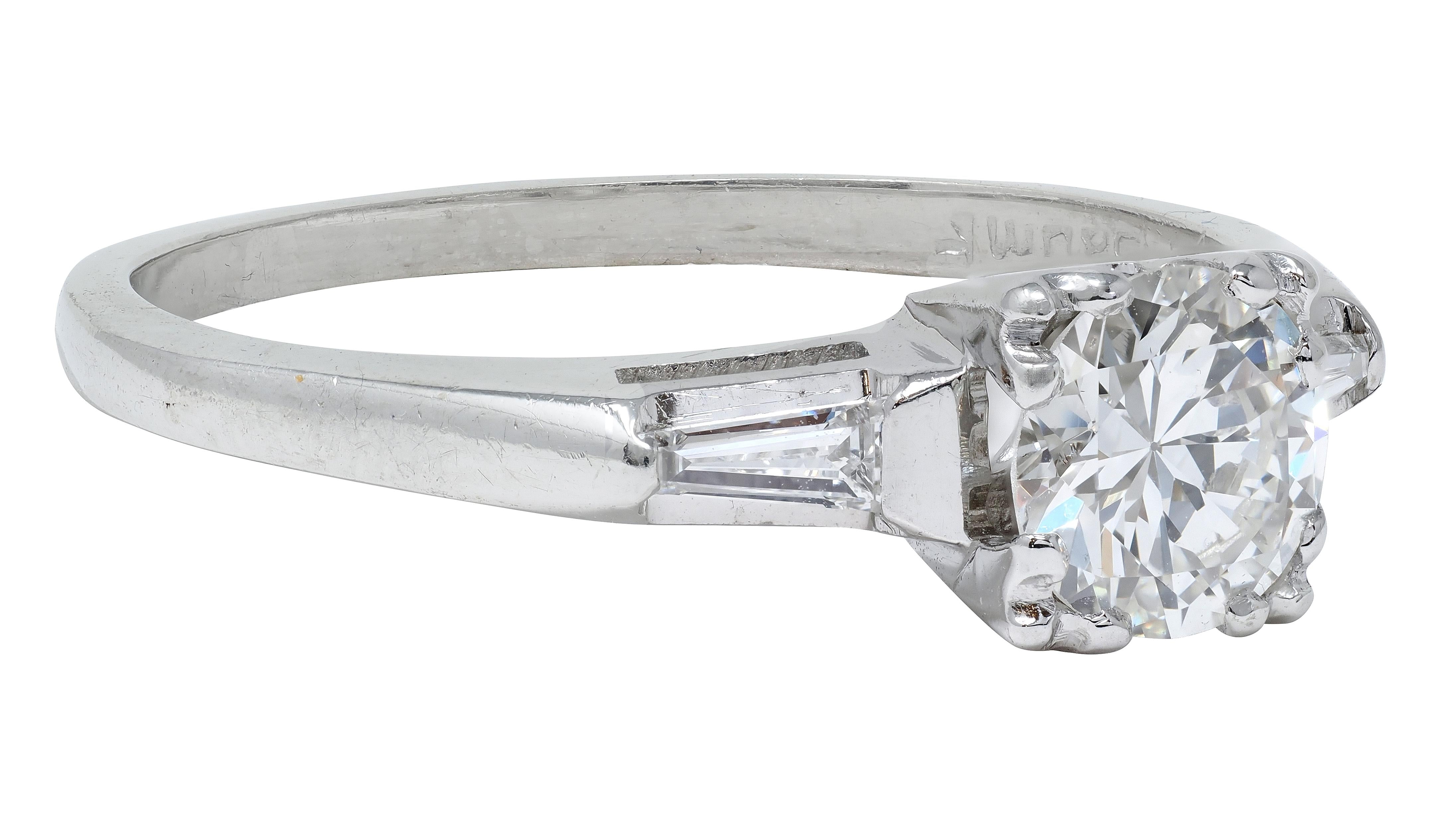Mid-Century 0.76 CTW Transitional Cut Diamond 14K Gold Vintage Engagement Ring