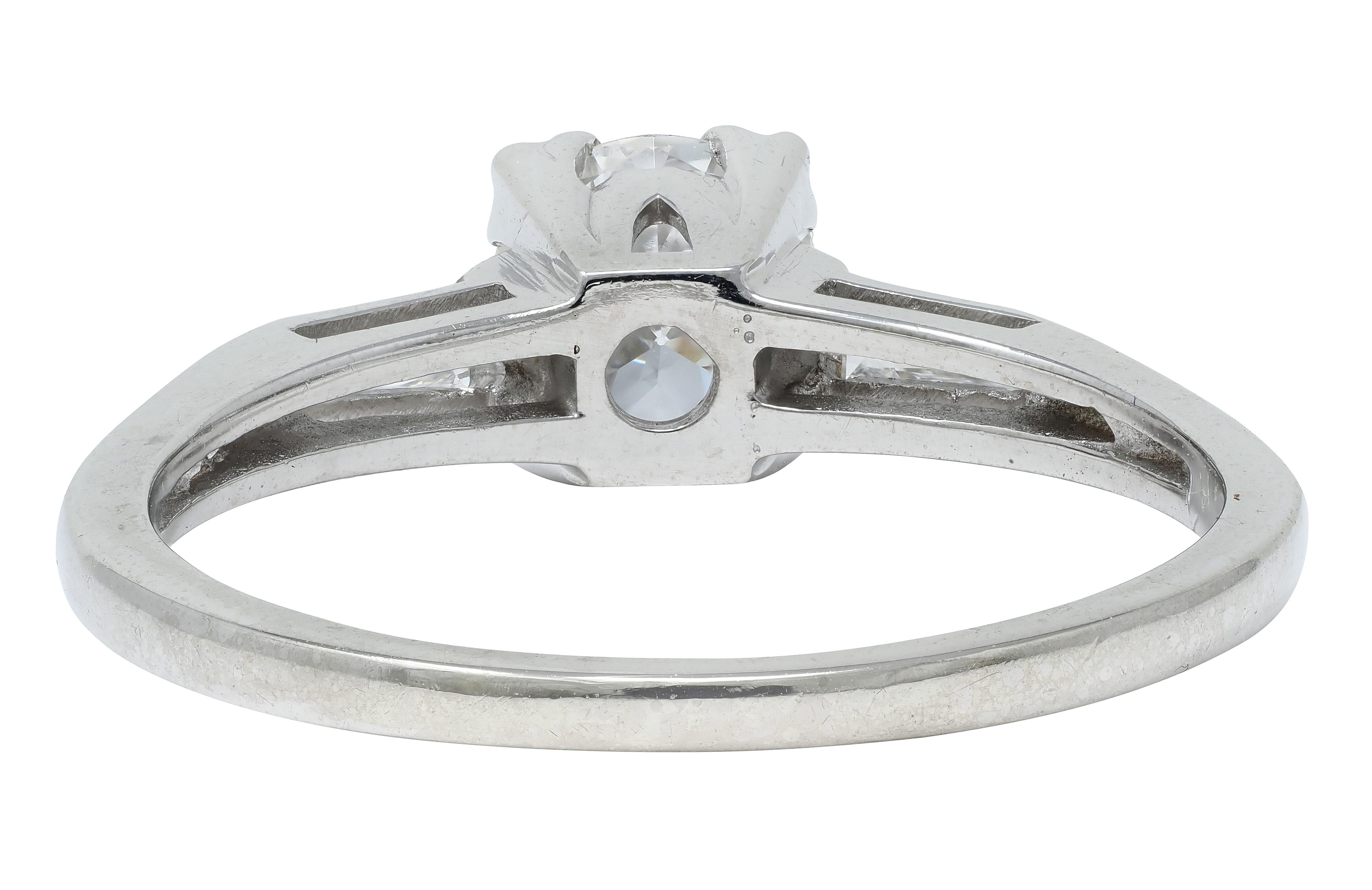 Mid-Century 0.76 CTW Transitional Cut Diamond 14K Gold Vintage Engagement Ring