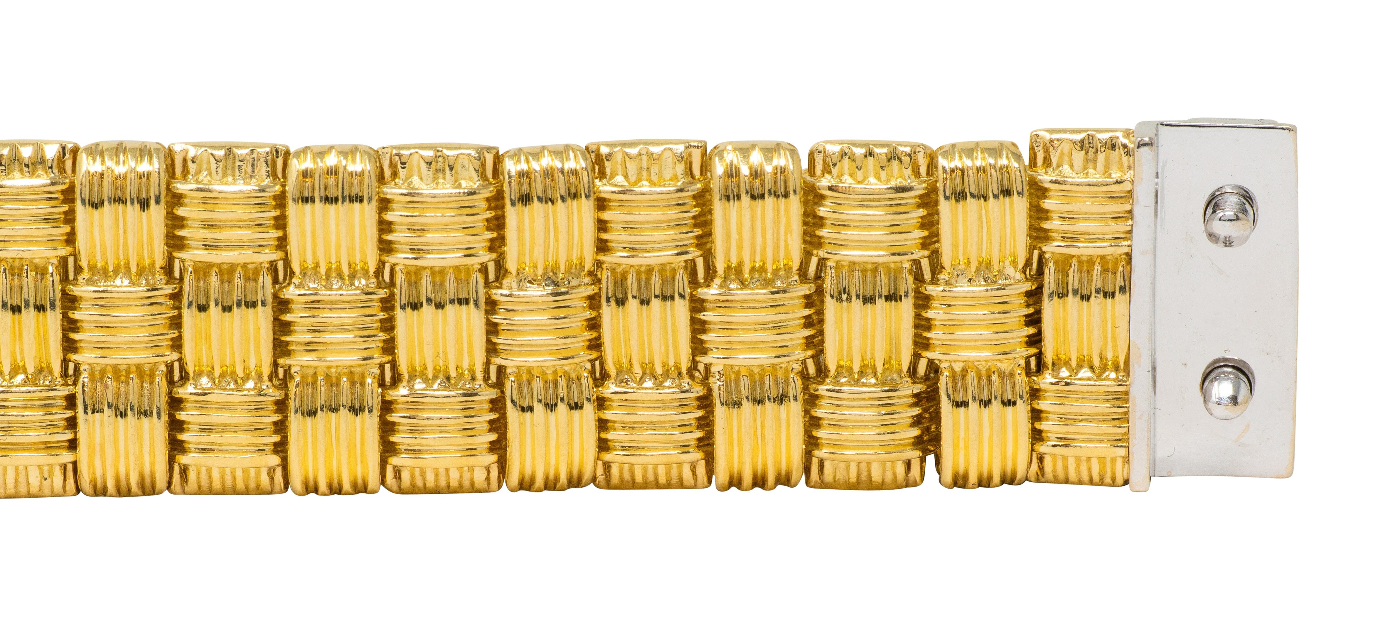 Roberto Coin Diamond 18 Karat Yellow White Gold Appassionata Woven Bracelet