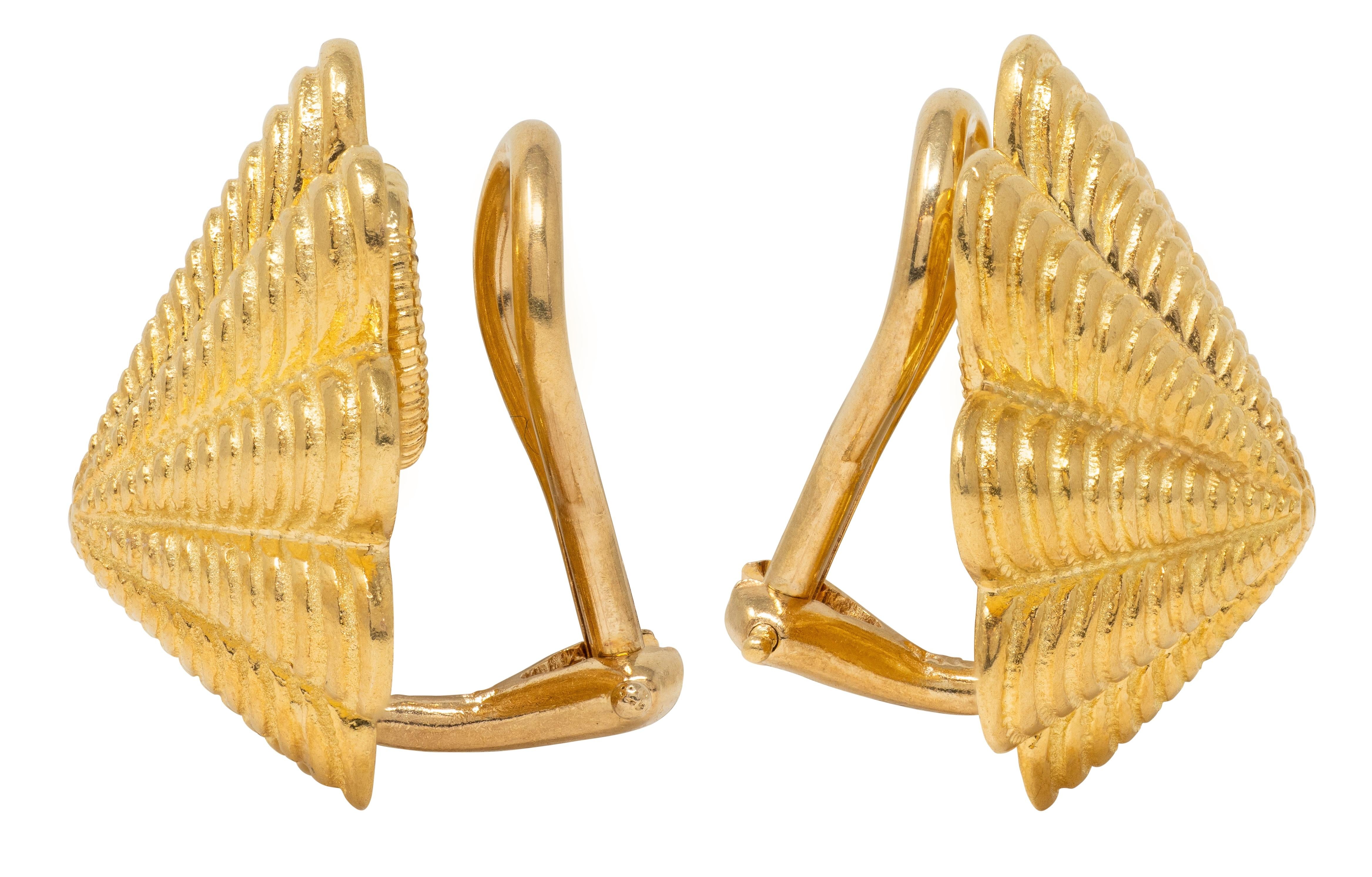 Tiffany & Co. Schlumberger 18K Yellow Gold Vintage Shell Ear-Clip Earrings