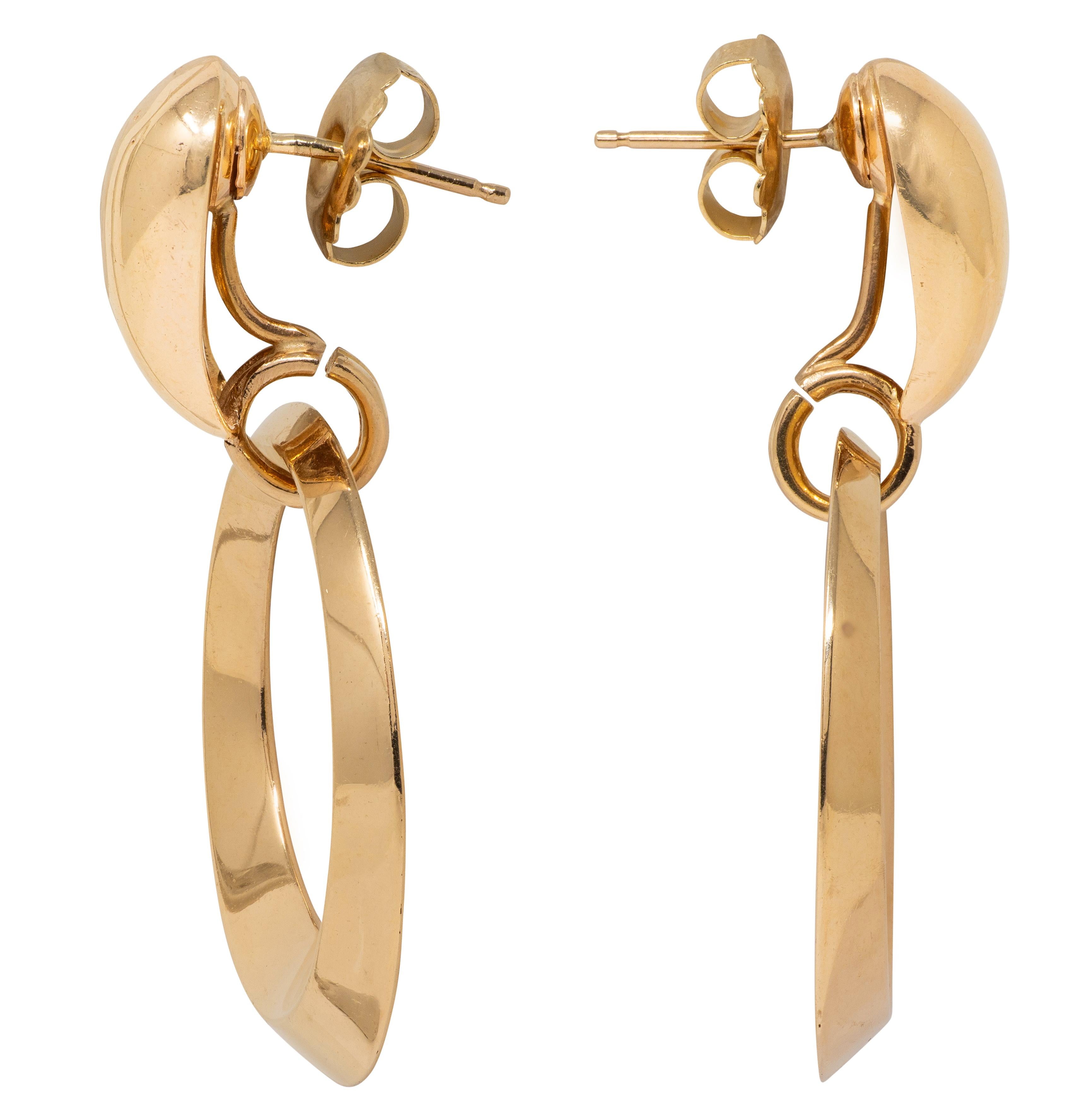 Tiffany & Co. 1960's 14K Yellow Gold Vintage Door Knocker Drop Earrings