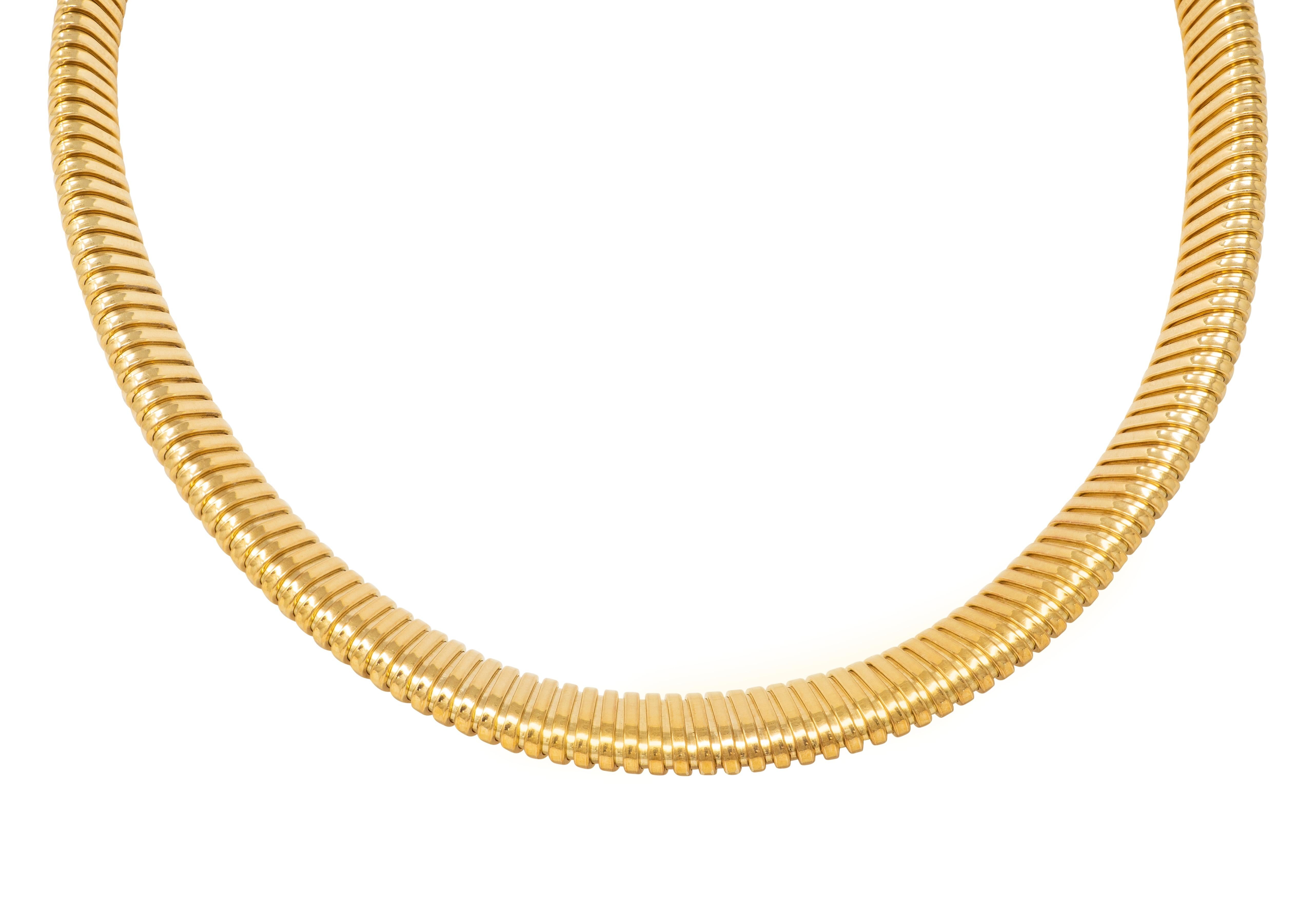 Cartier 1980's 18 Karat Yellow Gold Vintage Graduated Tubogas Collar Necklace