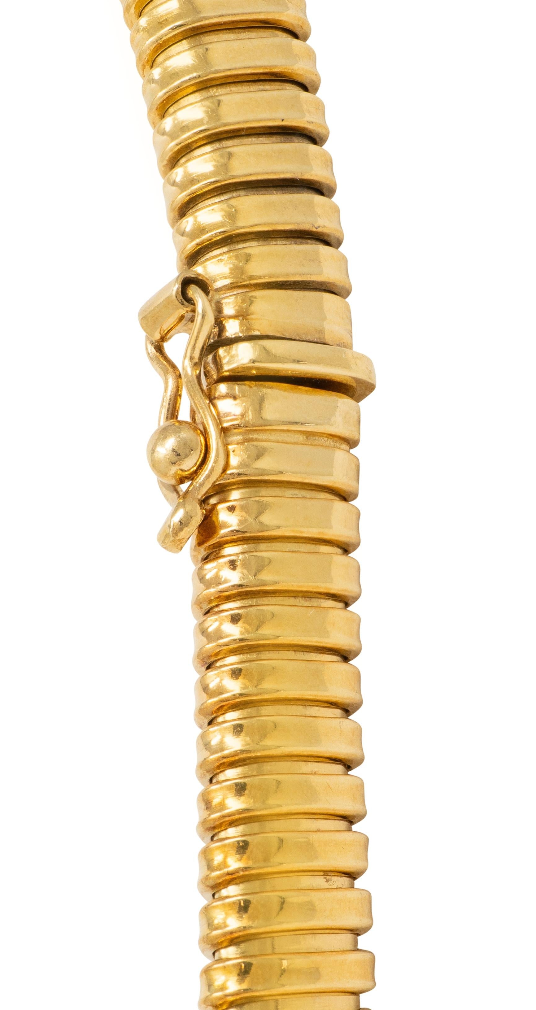 Cartier 1980's 18 Karat Yellow Gold Vintage Graduated Tubogas Collar Necklace