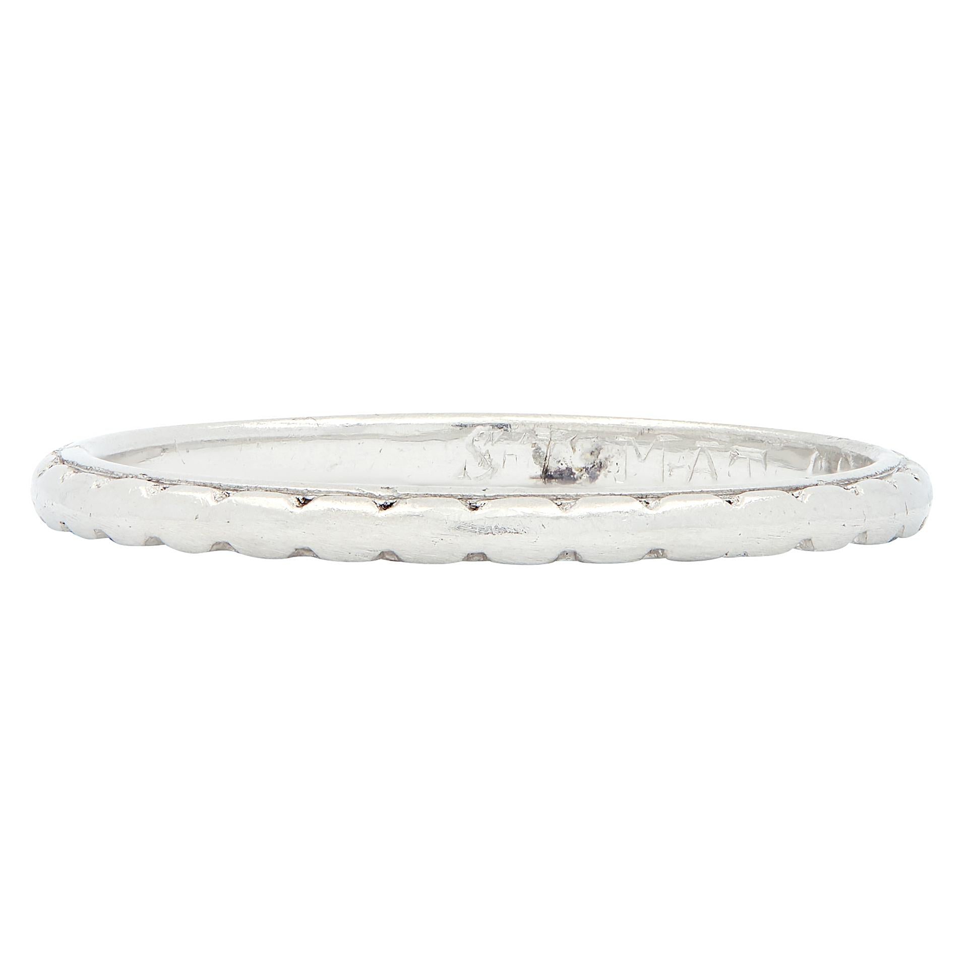 Art Deco 1925 Platinum Foliate Antique Wedding Band Ring