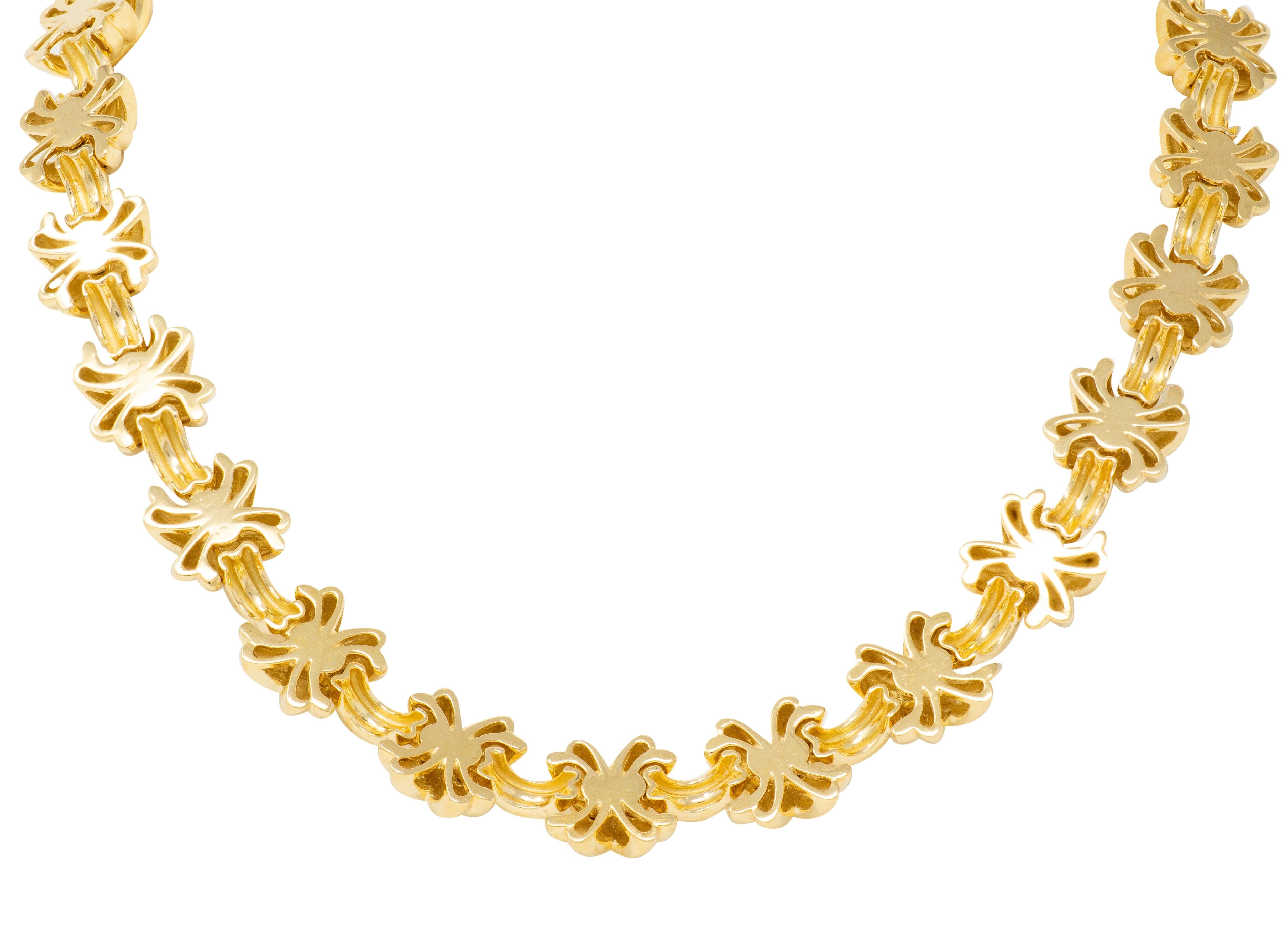 Tiffany & Co. 1992 18 Karat Yellow Gold Vintage X Kiss Necklace