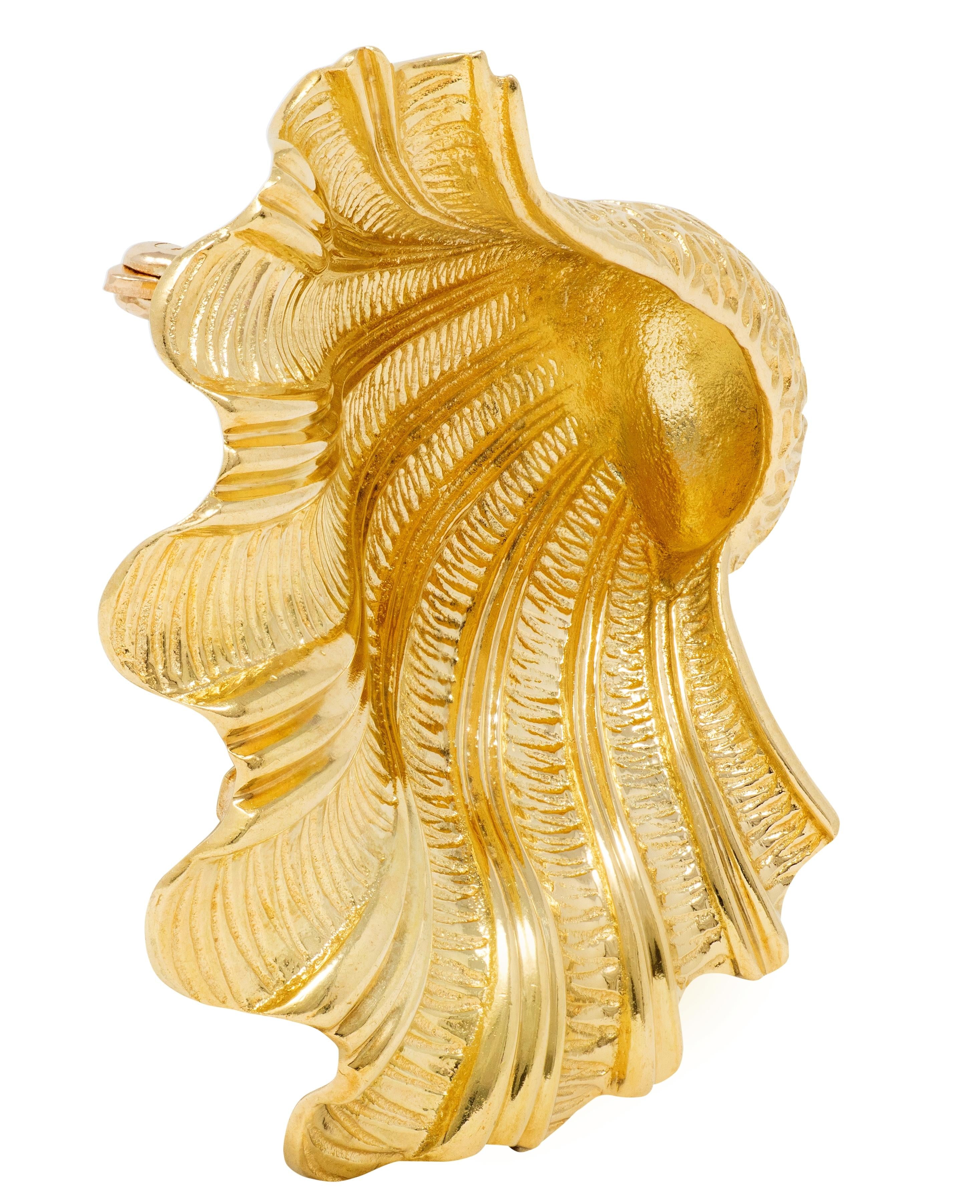 Tiffany & Co. 1960's 18 Karat Yellow Gold Vintage Seashell Brooch