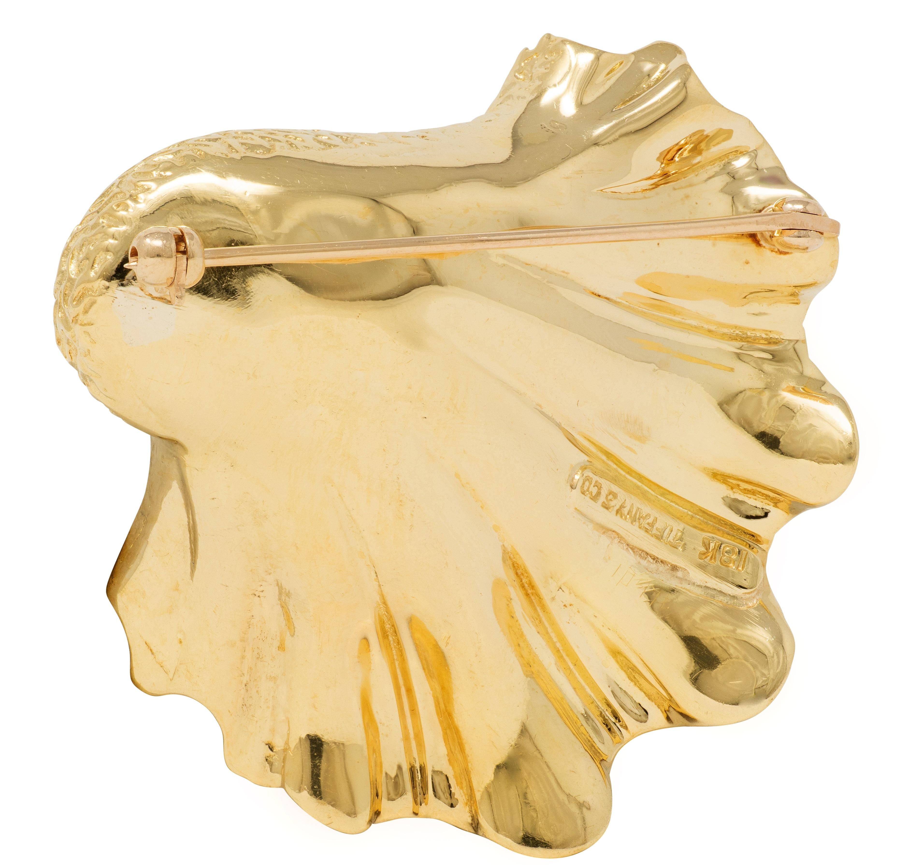 Tiffany & Co. 1960's 18 Karat Yellow Gold Vintage Seashell Brooch