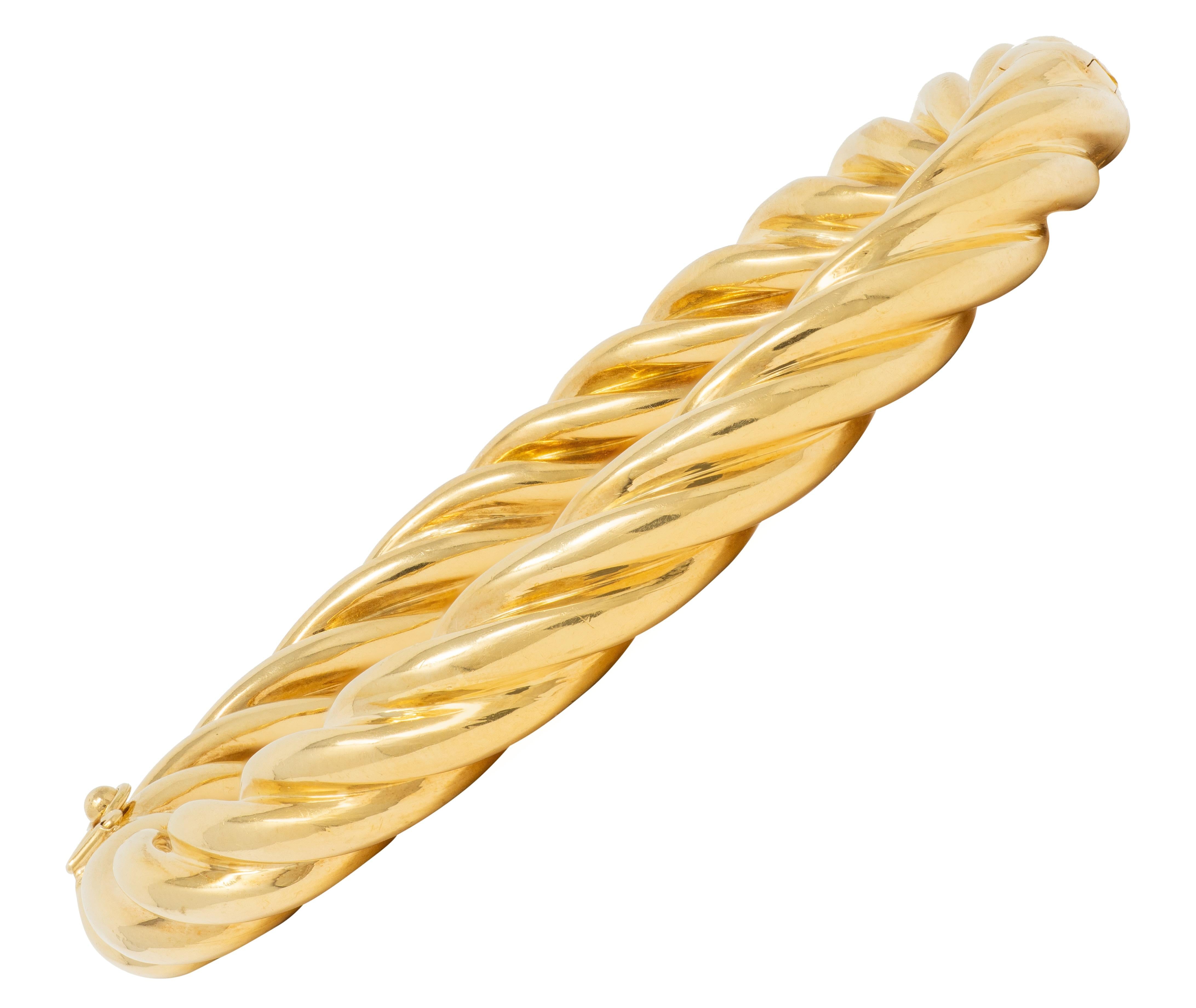 Tiffany & Co. 1990's 18 Karat Yellow Gold Vintage Twist Bangle Bracelet