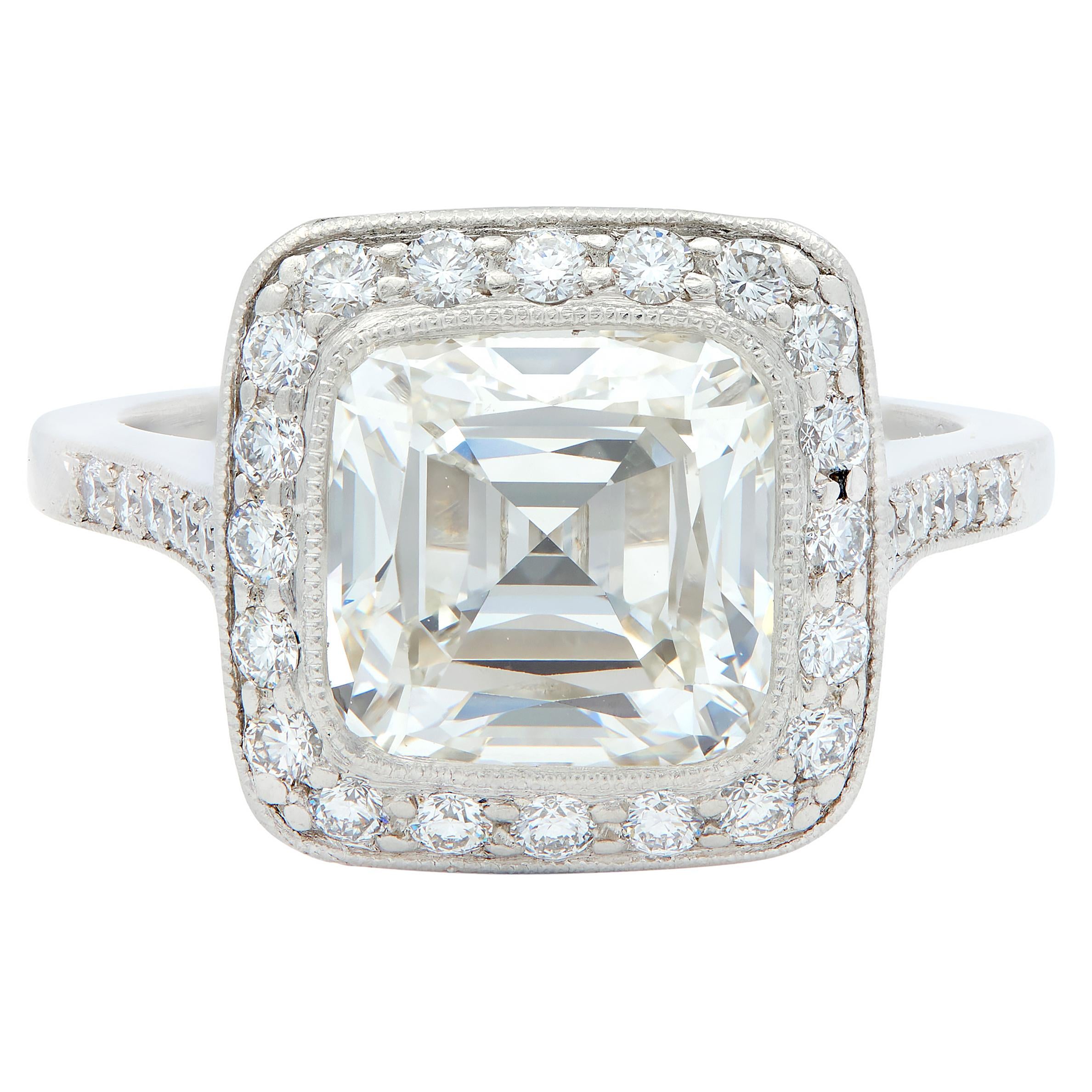 Tiffany & Co. 3.96 CTW Legacy Diamond Platinum Halo Engagement Ring GIA