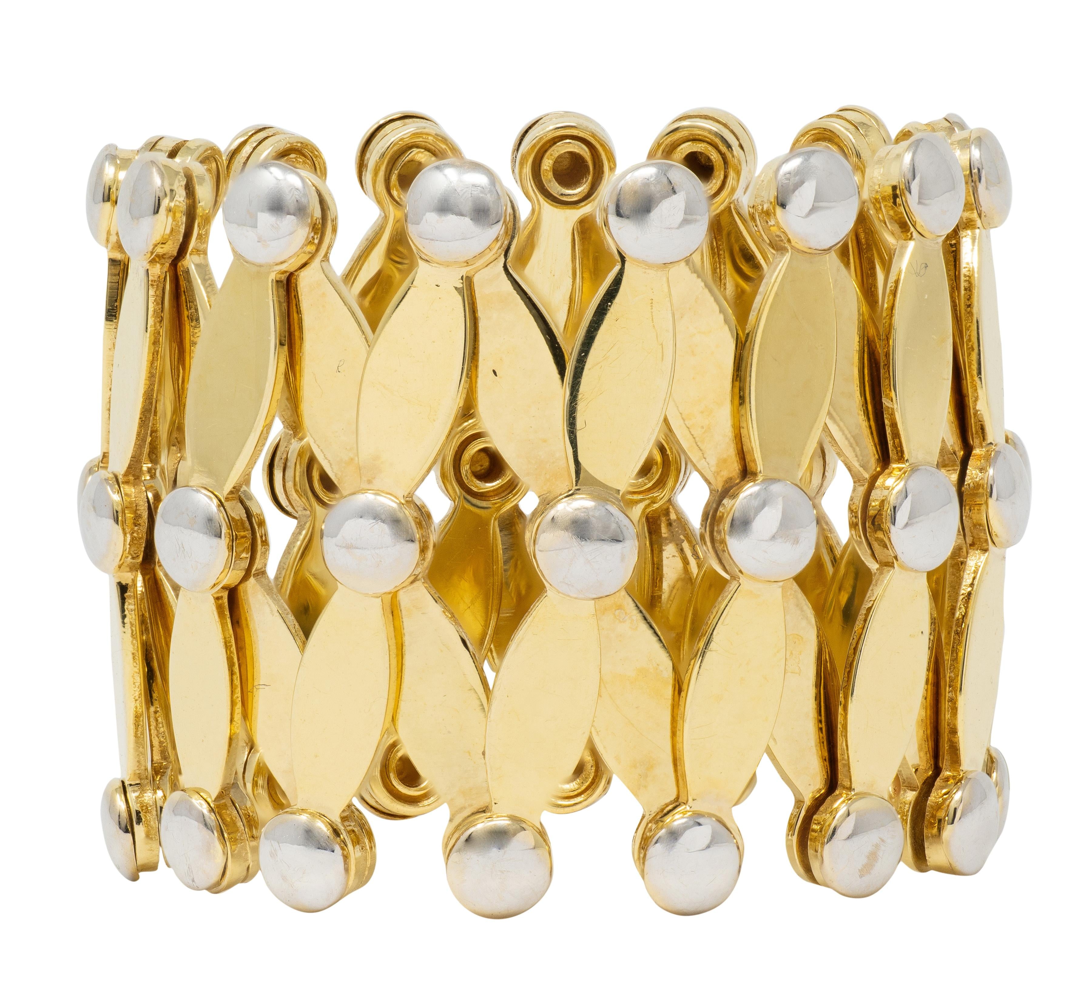 2000's 18 Karat Two-Tone Yellow Gold Expanding Universal Bracelet Ring