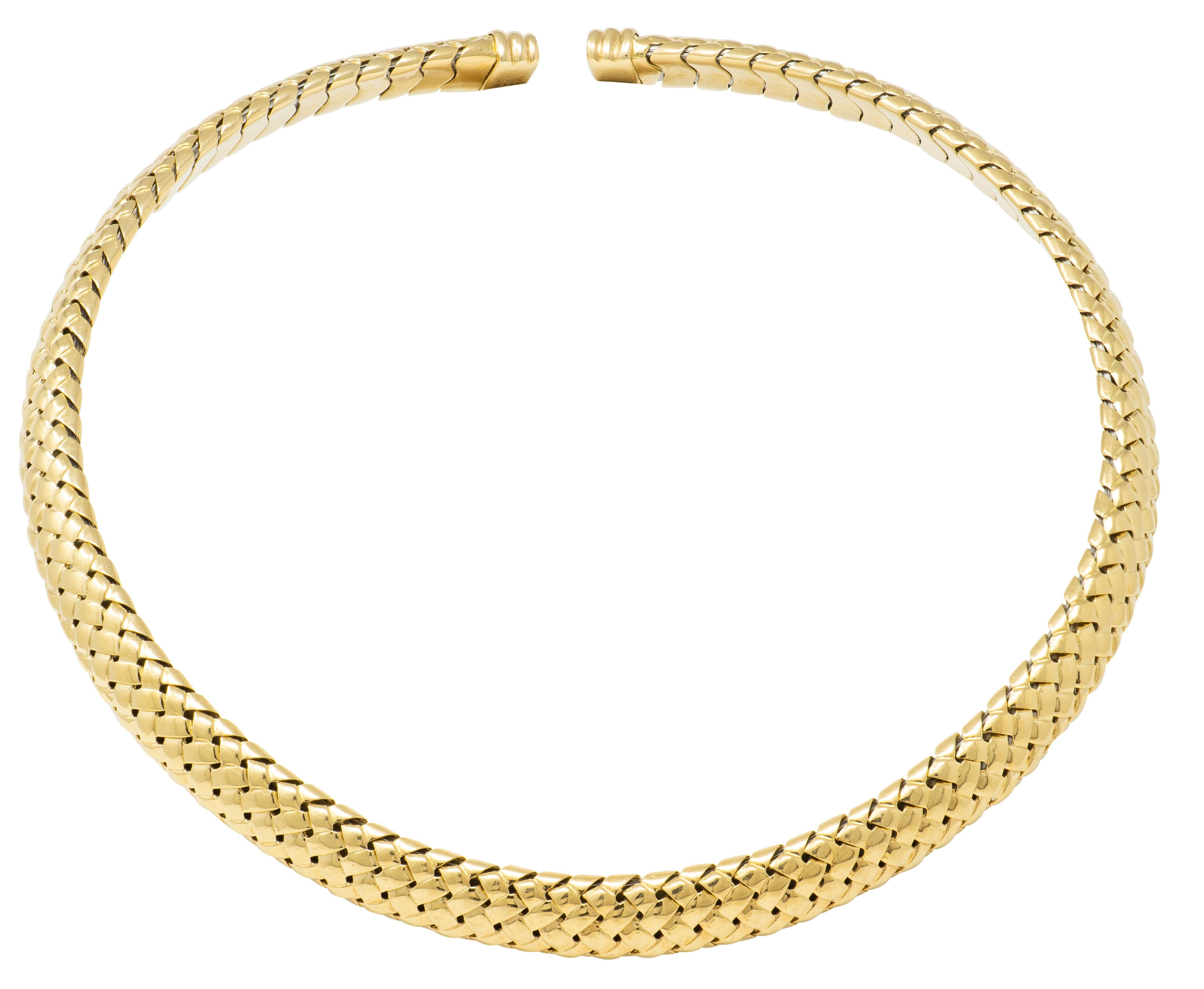 Tiffany & Co. 1997 18 Karat Yellow Gold Vintage Woven Vannerie Collar Necklace