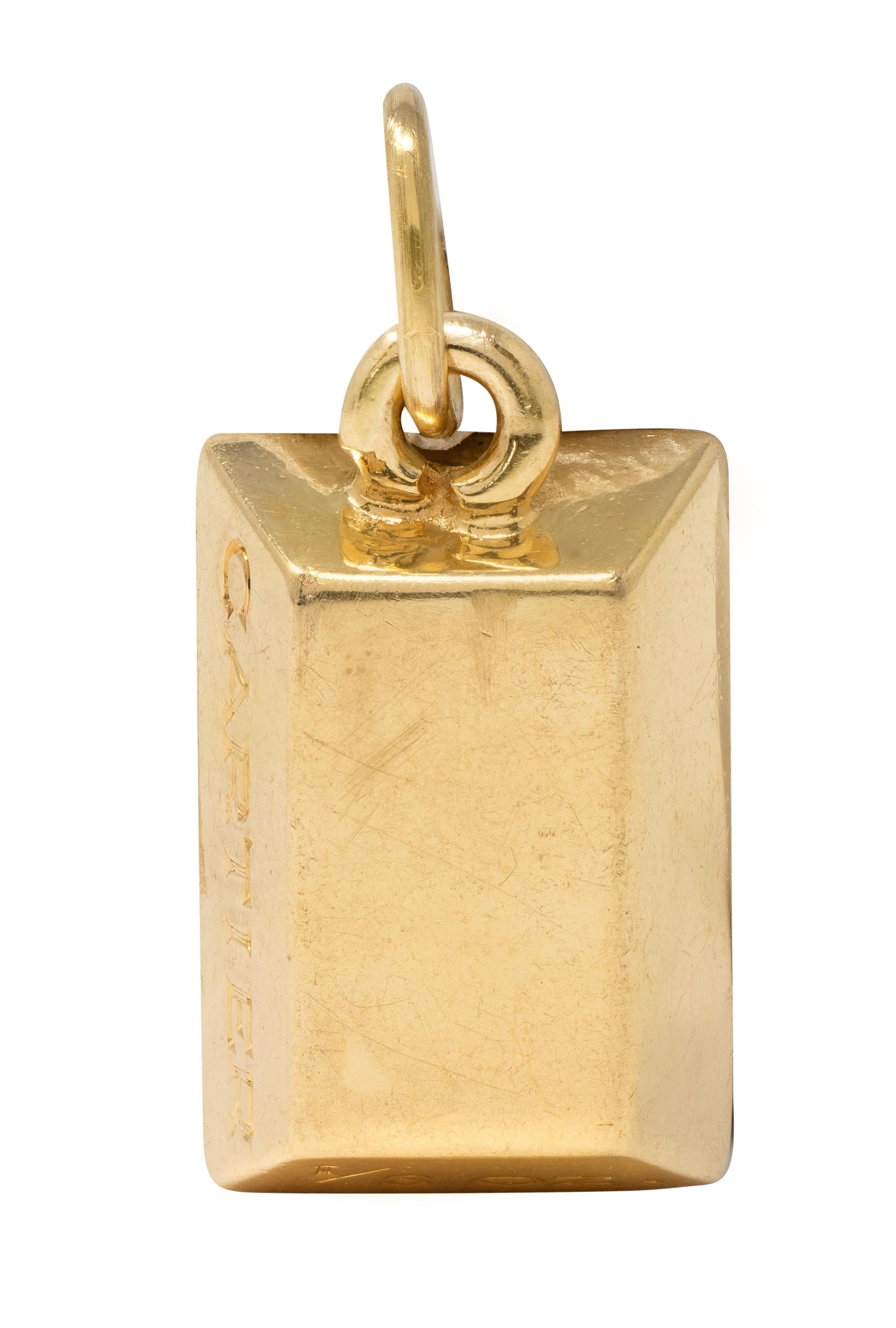 Cartier 1970's 18 Karat Gold Vintage 1/8 Ounce Gold Bar Ingot Pendant Charm