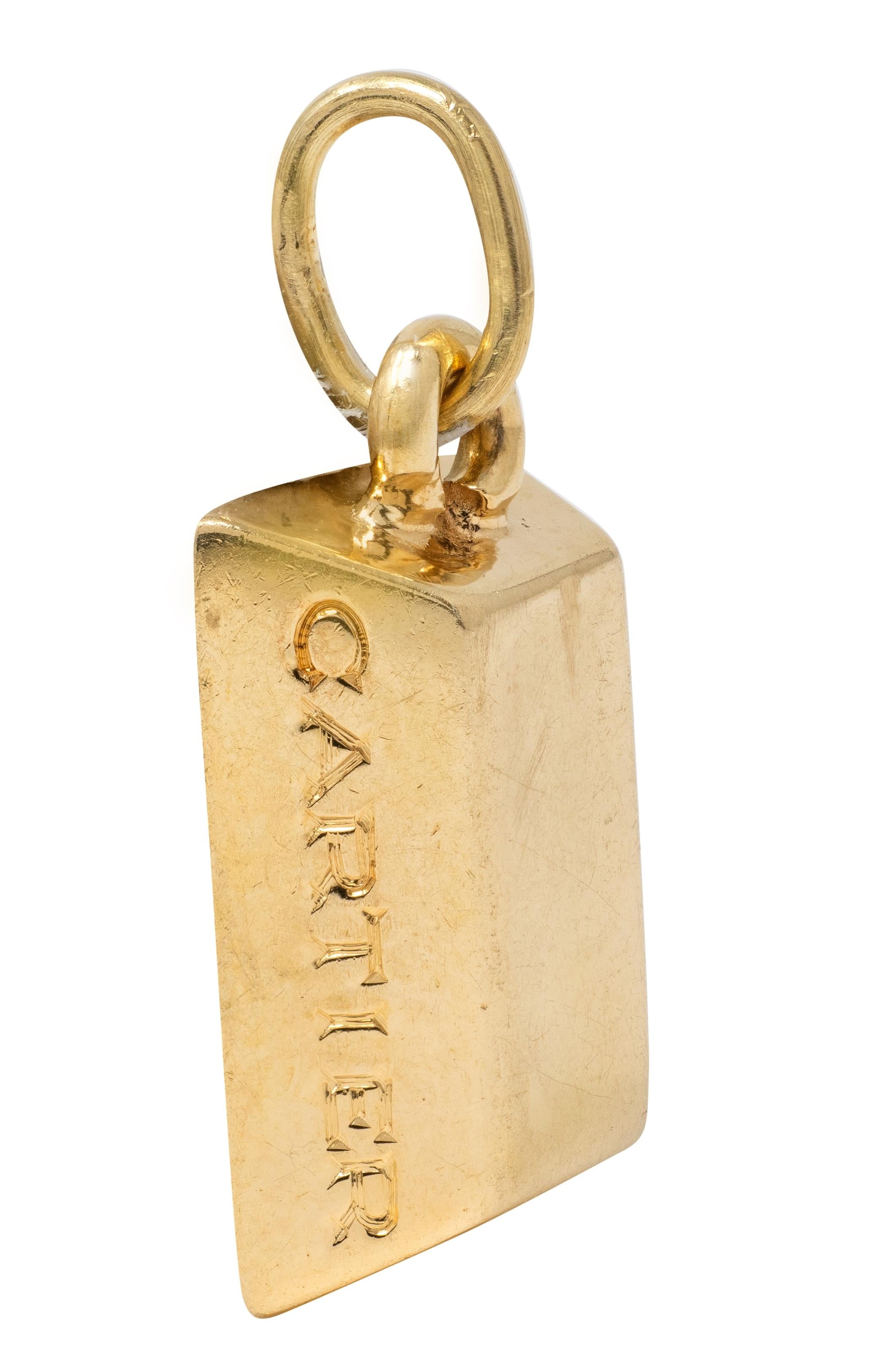 Cartier 1970's 18 Karat Gold Vintage 1/8 Ounce Gold Bar Ingot Pendant Charm