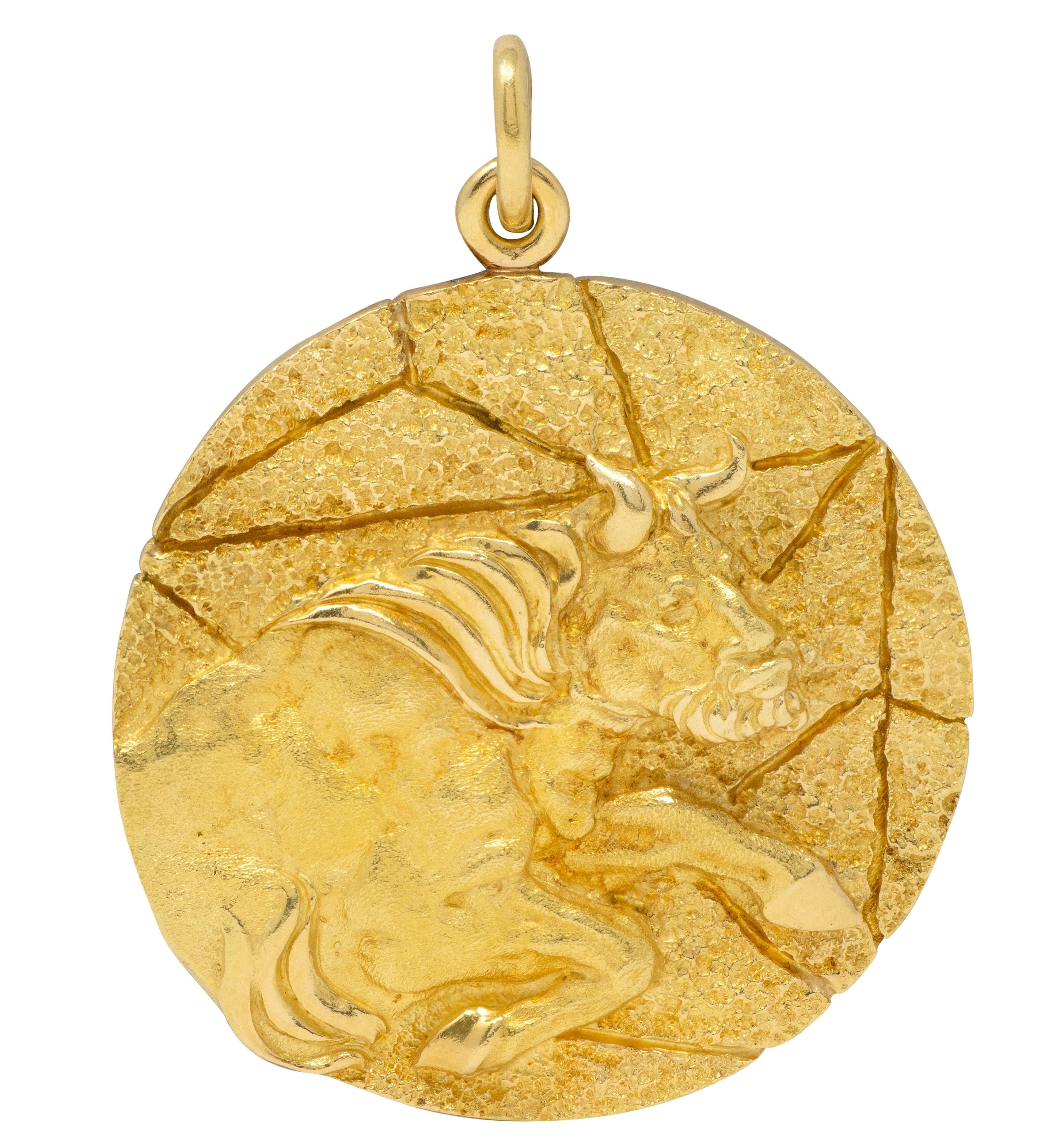 Tiffany & Co. 1970's 18K Gold Vintage Taurus Zodiac Medallion Pendant