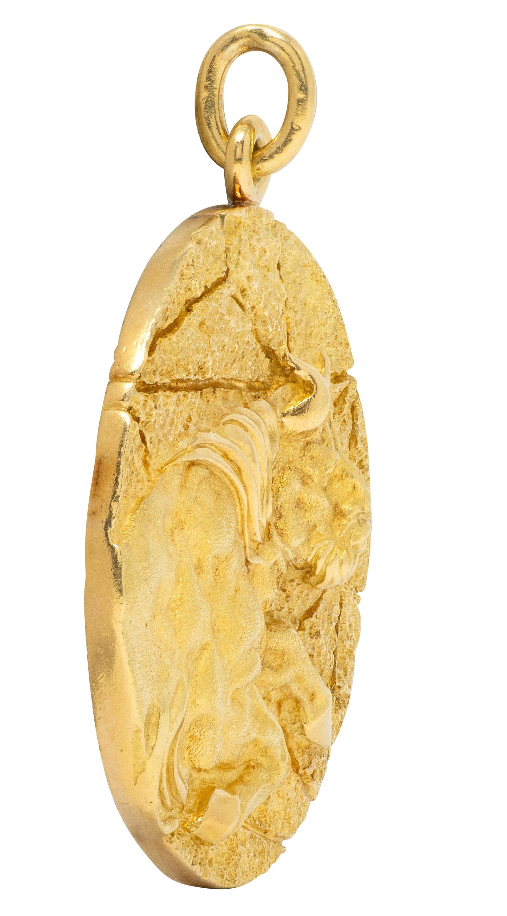 Tiffany & Co. 1970's 18K Gold Vintage Taurus Zodiac Medallion Pendant