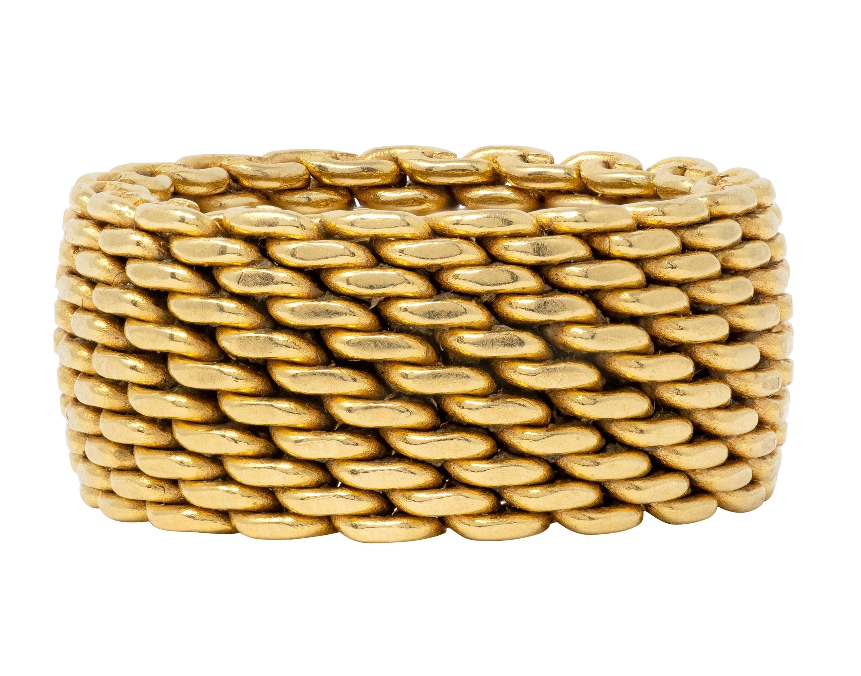 Tiffany & Co. 2000's 18 Karat Yellow Gold Somerset Mesh Band Ring