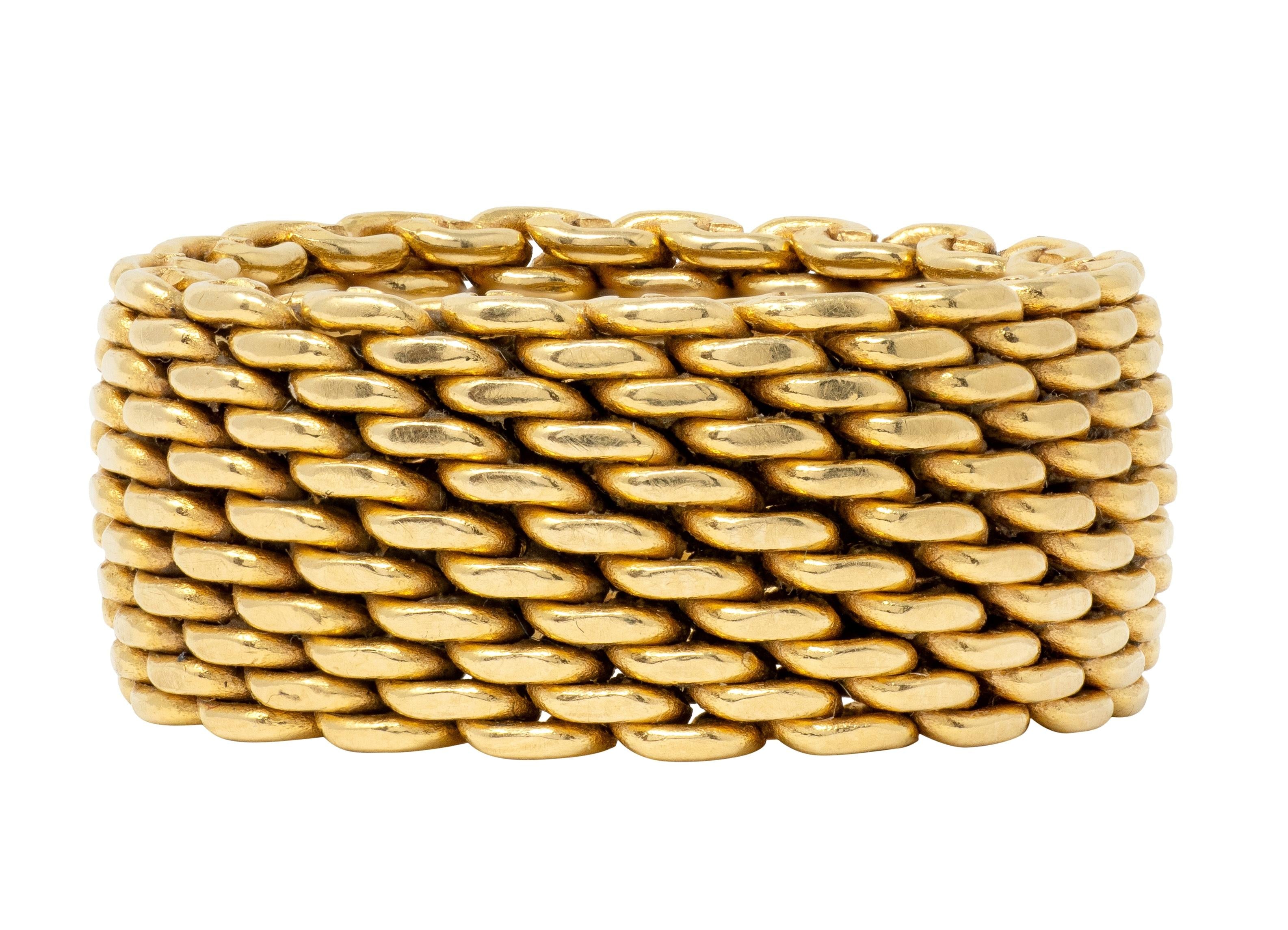 Tiffany & Co. 2000's 18 Karat Yellow Gold Somerset Mesh Band Ring