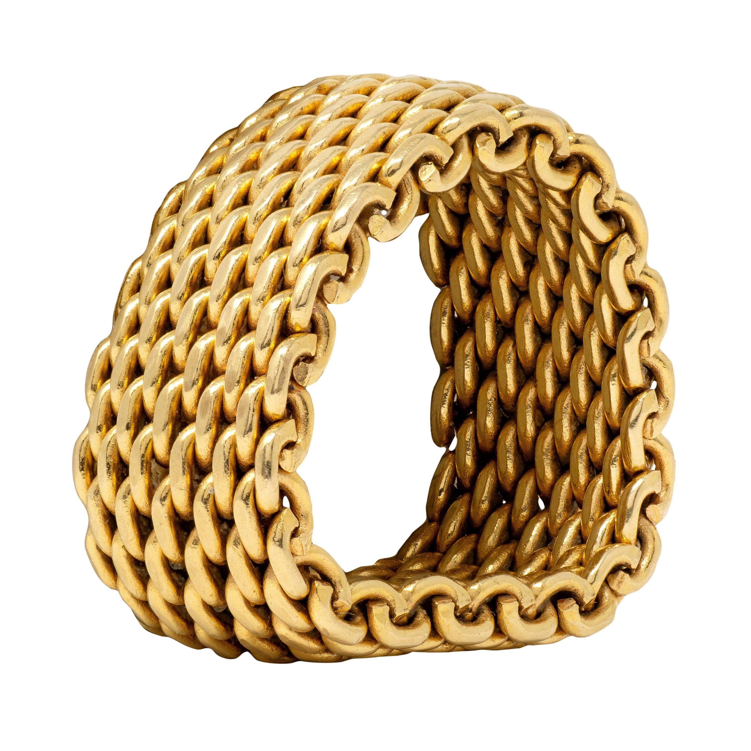 Tiffany & Co. 2000's 18 Karat Yellow Gold Somerset Mesh Band Ring