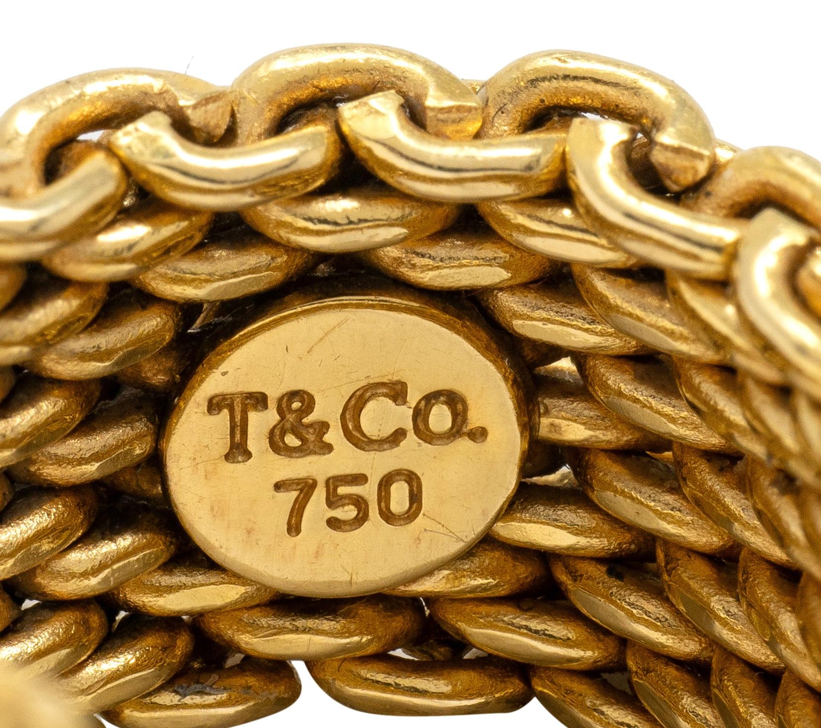 Tiffany & Co. 2000's 18 Karat Yellow Gold Somerset Mesh Band Ring