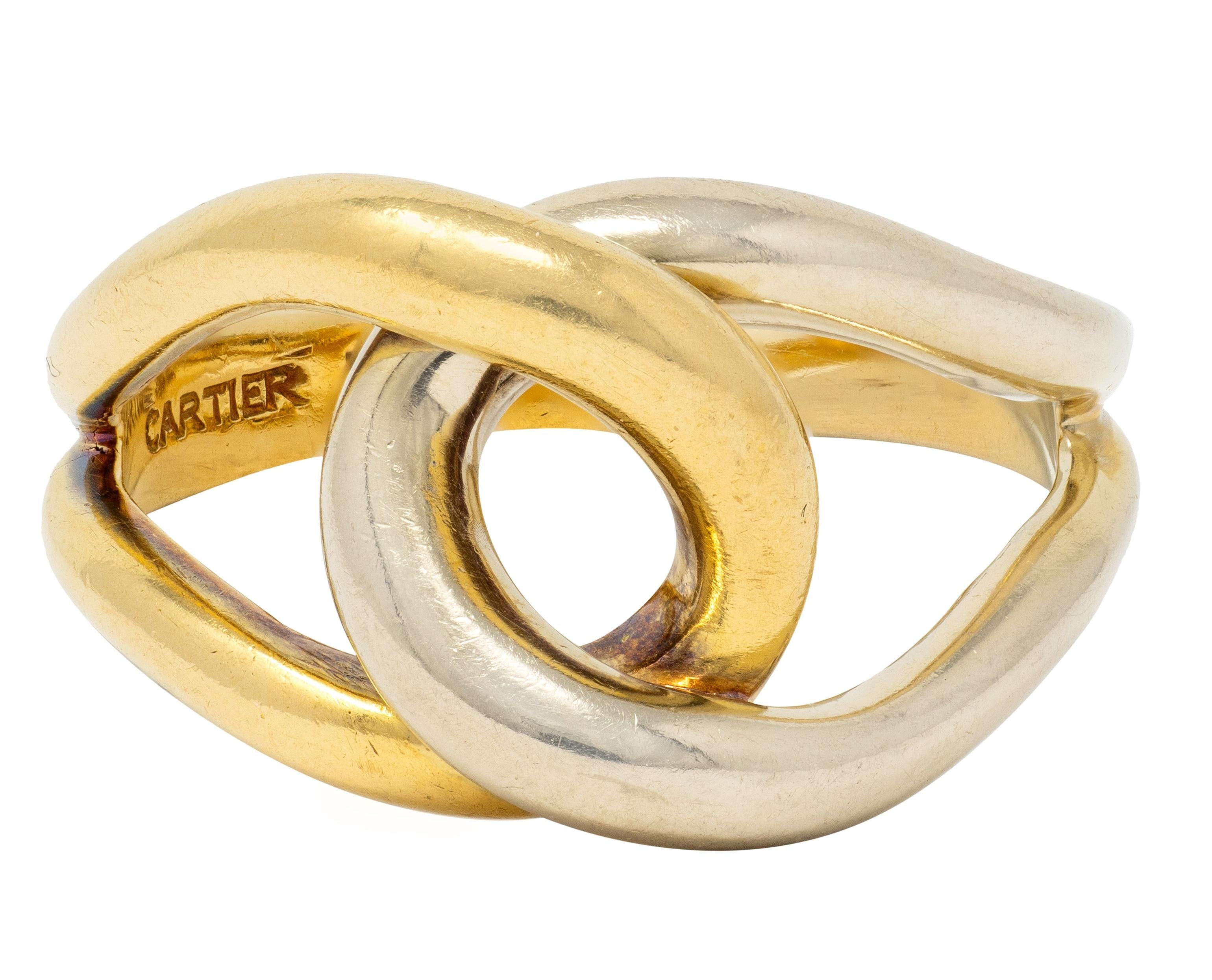 Cartier 1970's 18 Karat Two-Tone Yellow White Gold Vintage locking Loop Ring