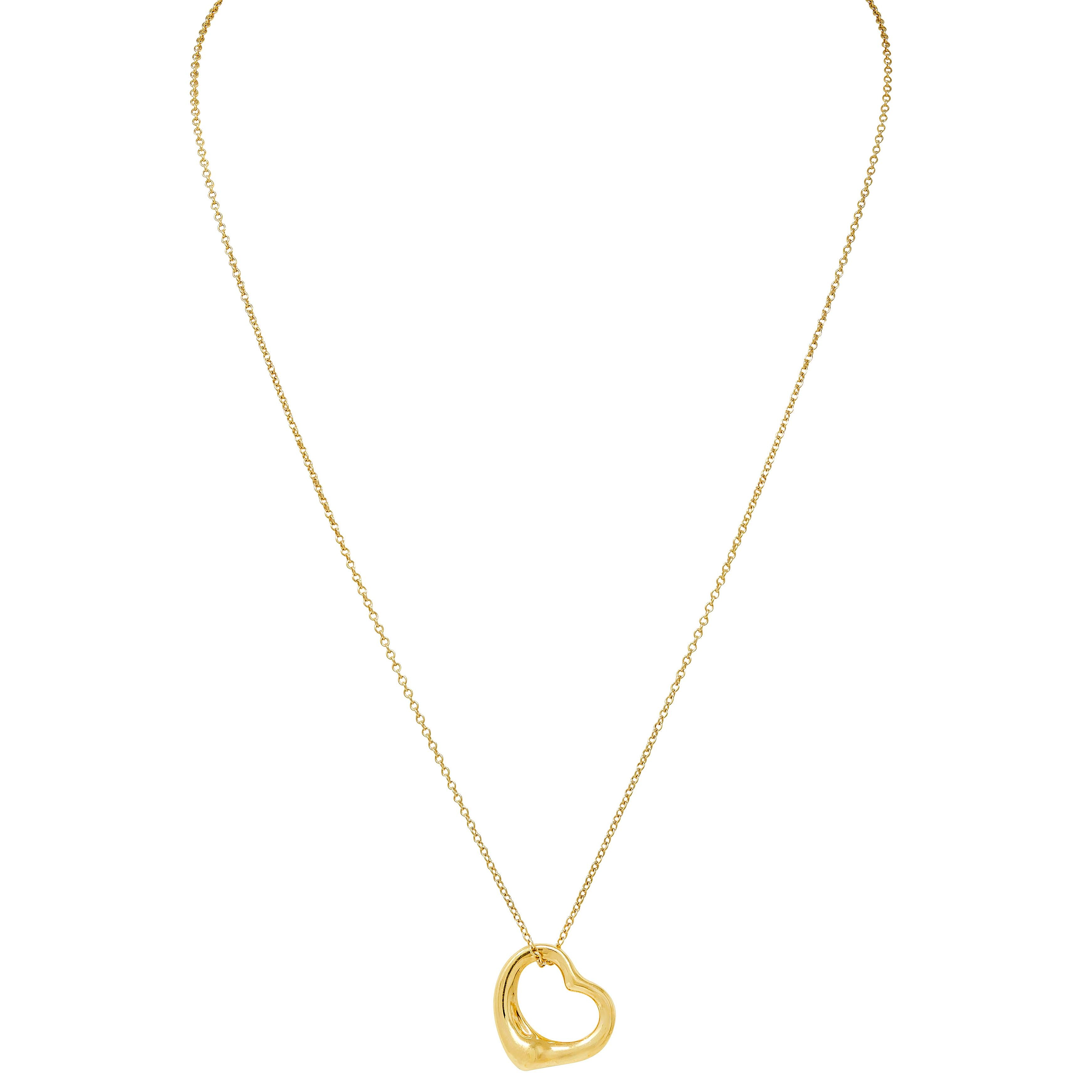 Tiffany & Co. Elsa Peretti 18K Yellow Gold Small Open Heart Pendant Necklace