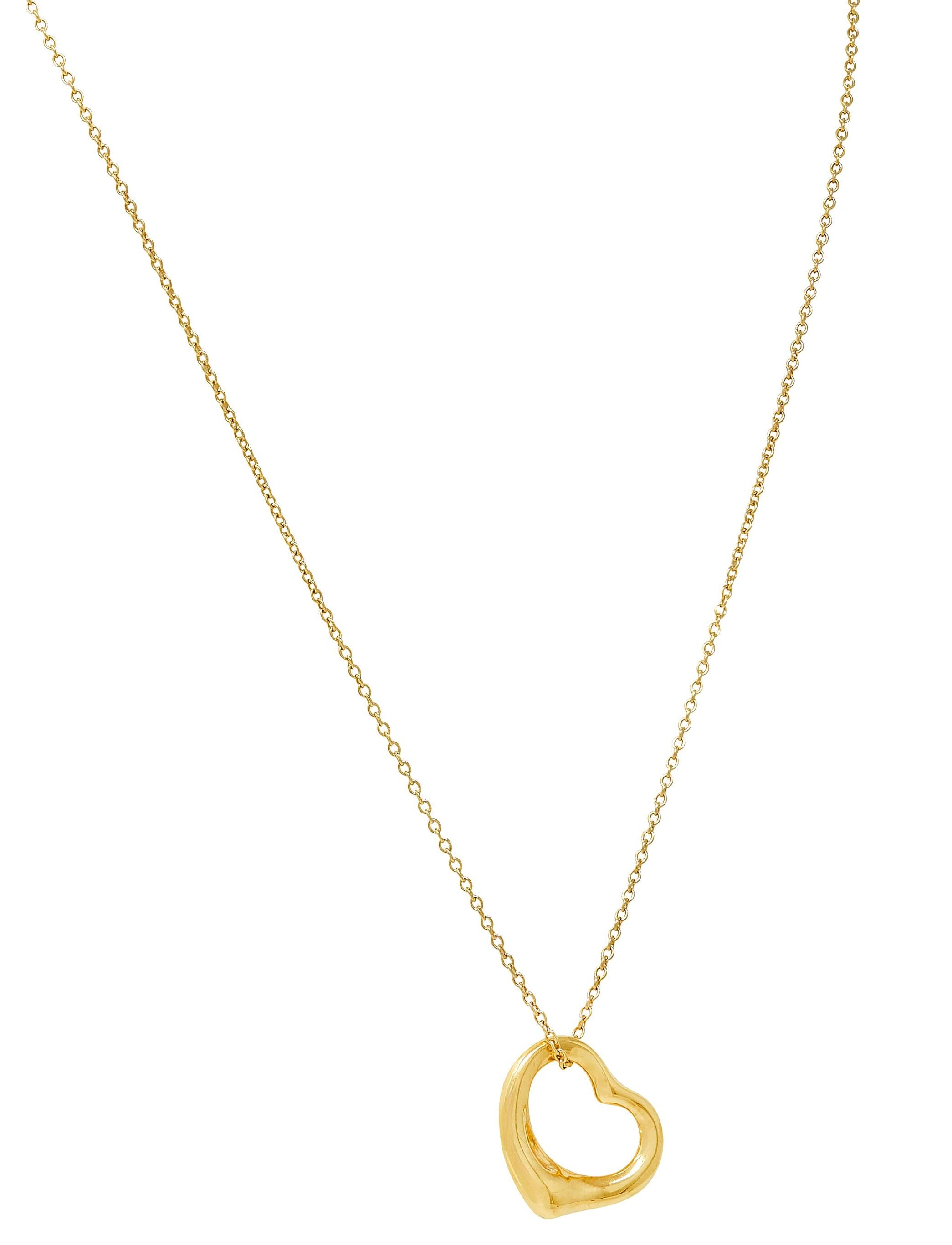 Tiffany & Co. Elsa Peretti 18K Yellow Gold Small Open Heart Pendant Necklace
