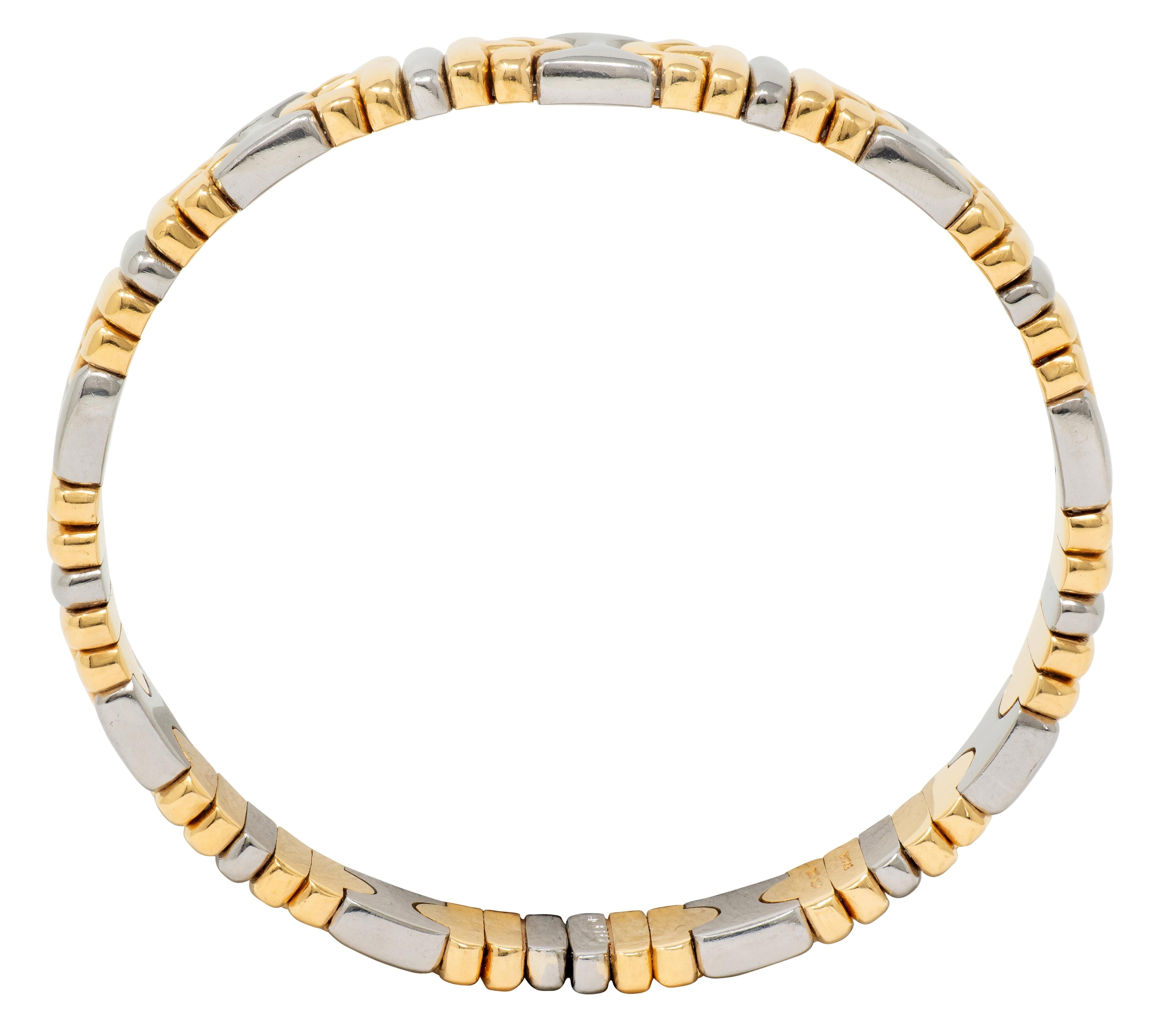 Bvlgari 1990's 18K Yellow Gold Stainless Steel Vintage Parentesi Cuff Bracelet