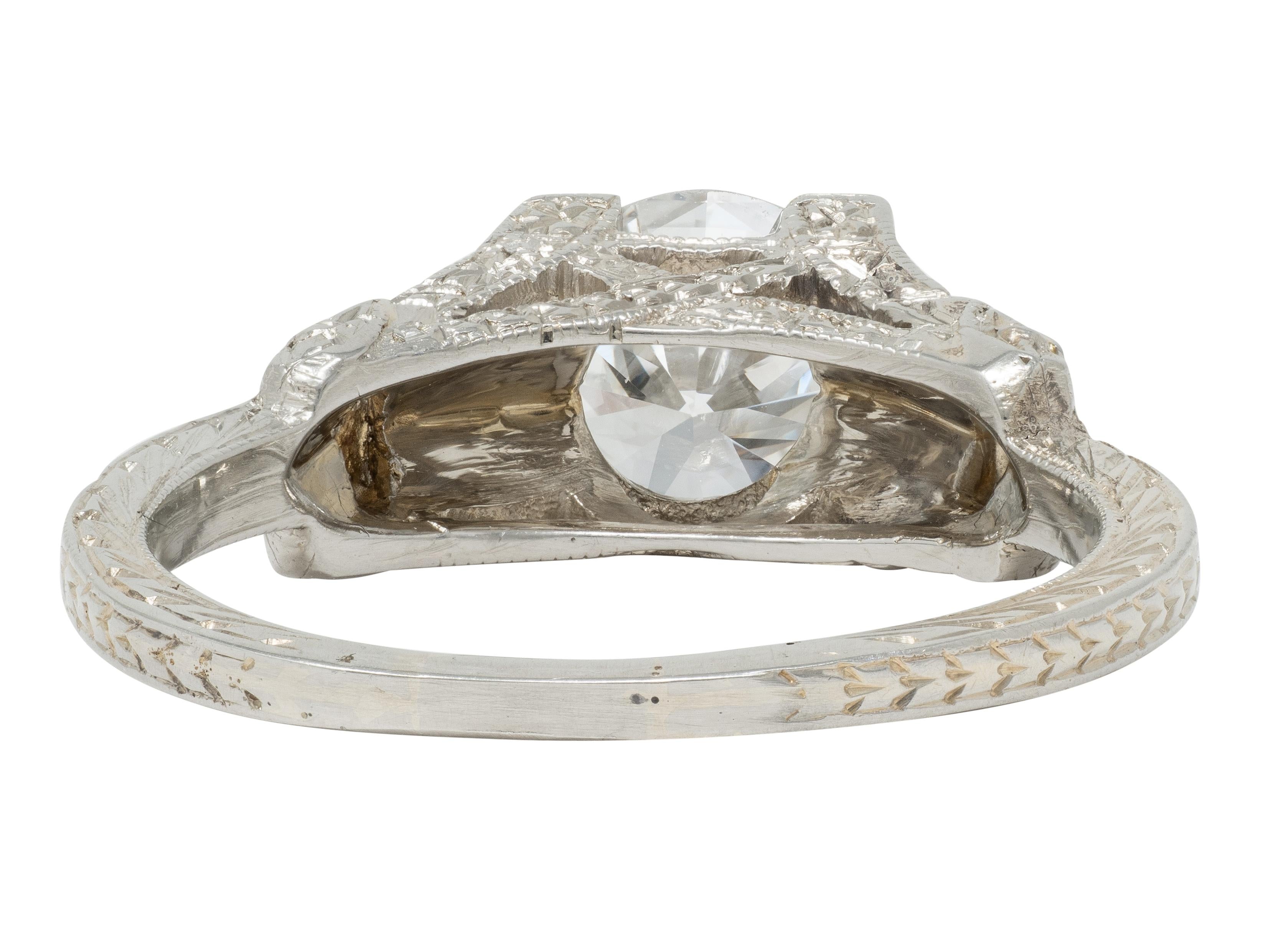 Art Deco 1.16 CTW Diamond 18K Gold Vintage Orange Blossom Engagement Ring