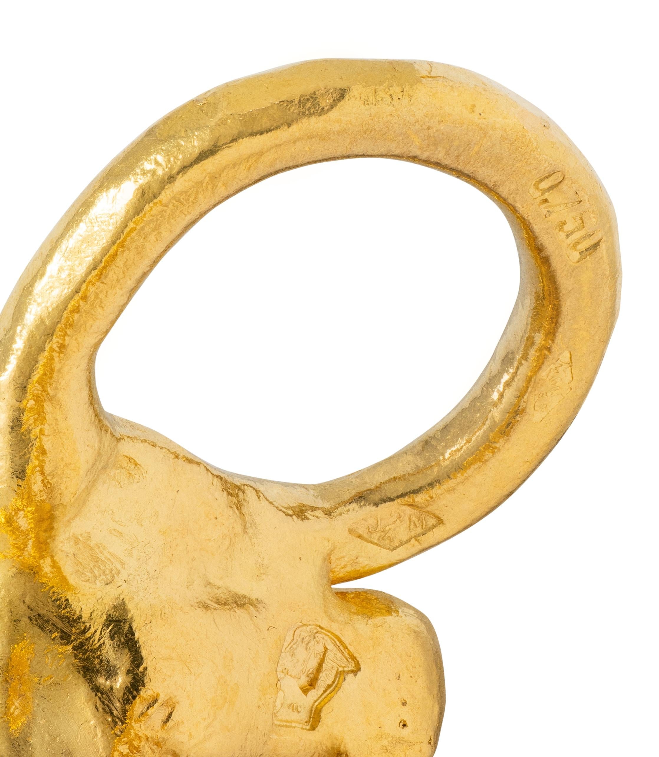 Cartier Jean Mahie French 22K Gold Vintage Erotic Brutalist Acrobat Necklace